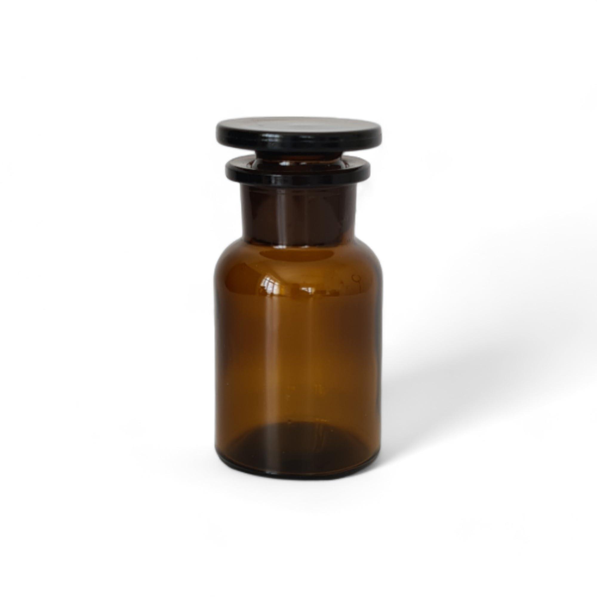 1 x Apothecary Bottle 100 ml – Brown – Glass Stopper, Wide Mouth Bottle