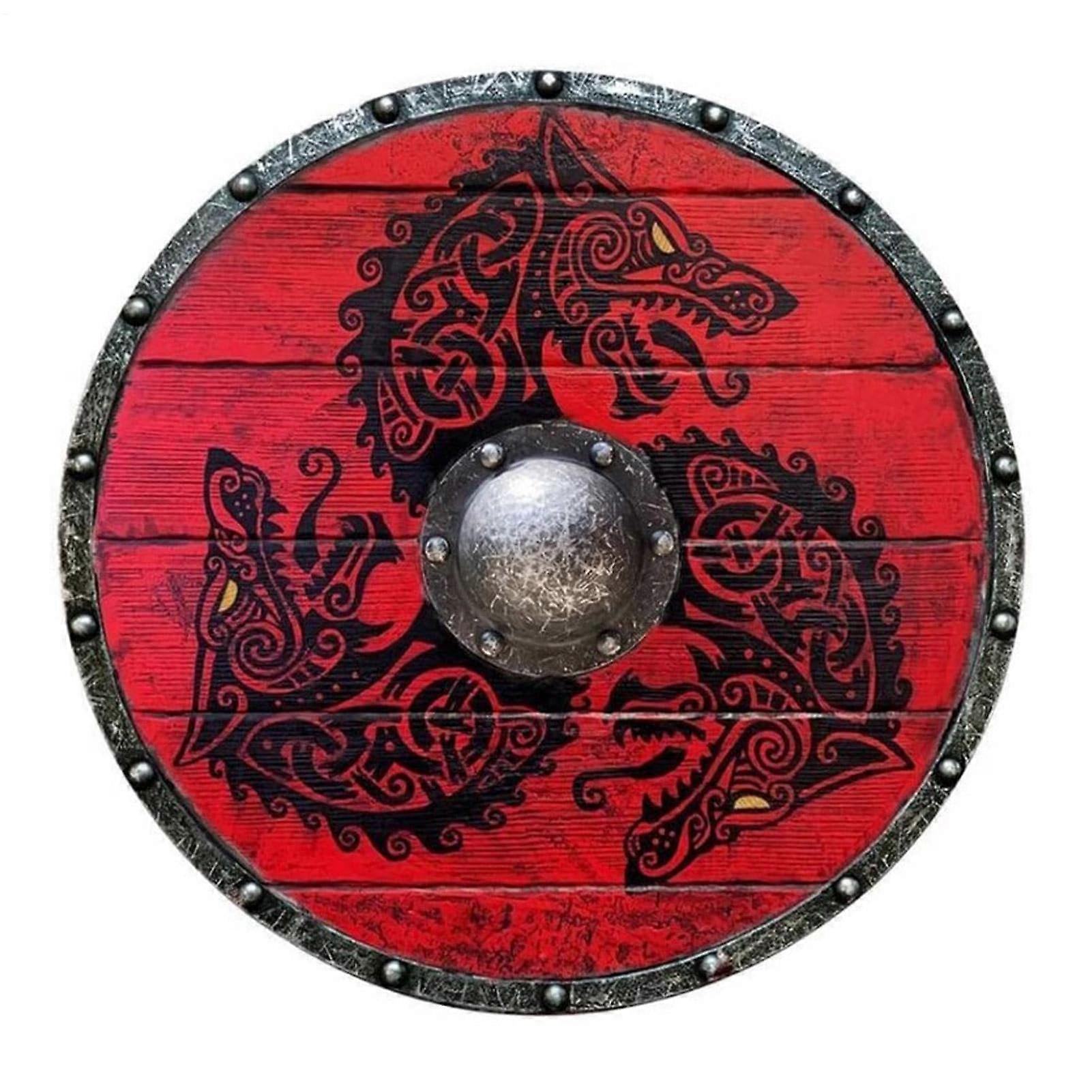 Vikings Sign for Cosplay, Lightweight Warrior Sign with Wolf Design, Adjustable Handle, 38x38x5 cm for Men’s Parties