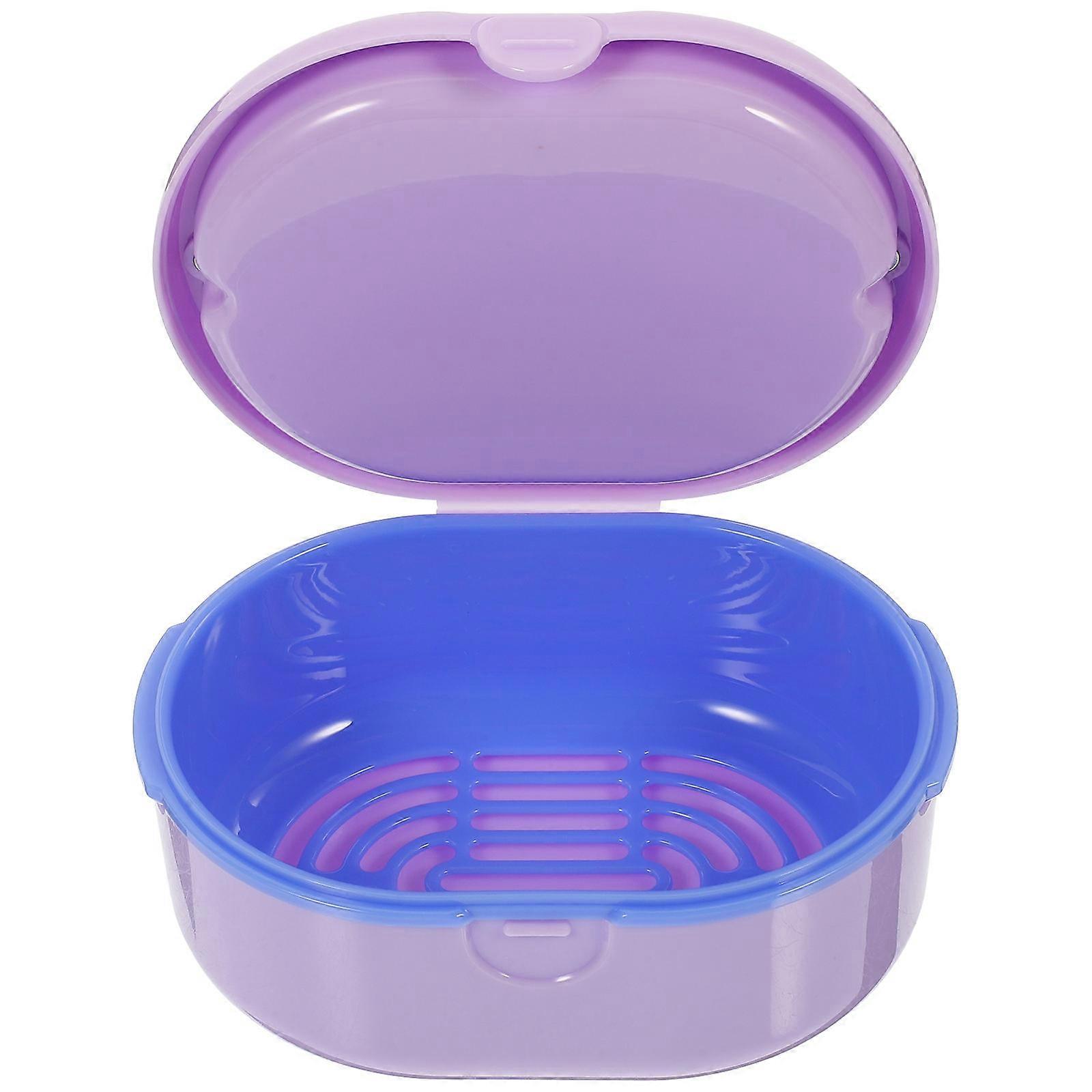 Retainer Travel Case Portable Brace Retainer Denture Storage Case Dustproof Scratch Resistant Violet 11.8X8.7X5.4CM For Patients 1Pack