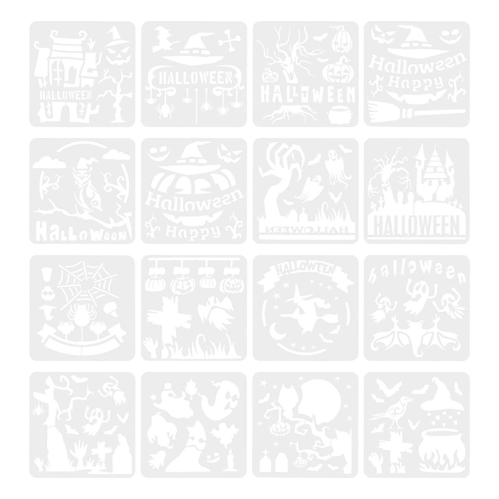 Drawing Stencil Halloween Diy Painting Album Template For Family Time 13.00X13.00X0.10cm As Shown 16Pcs