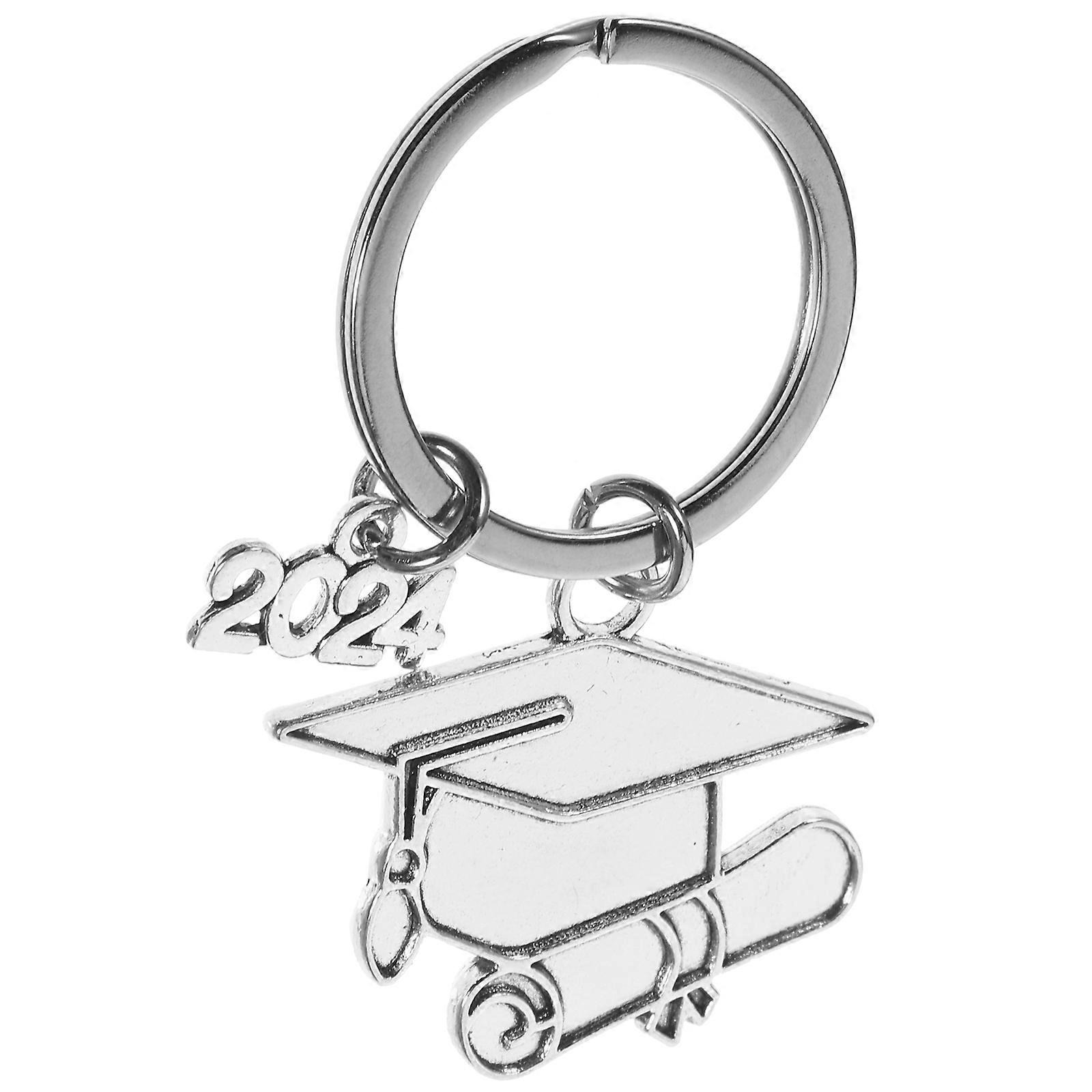 Graduation Keychain Zinc Alloy Silver Keyring for Keys Use Great Graduation Gift and Party Favor 3.5 Inch