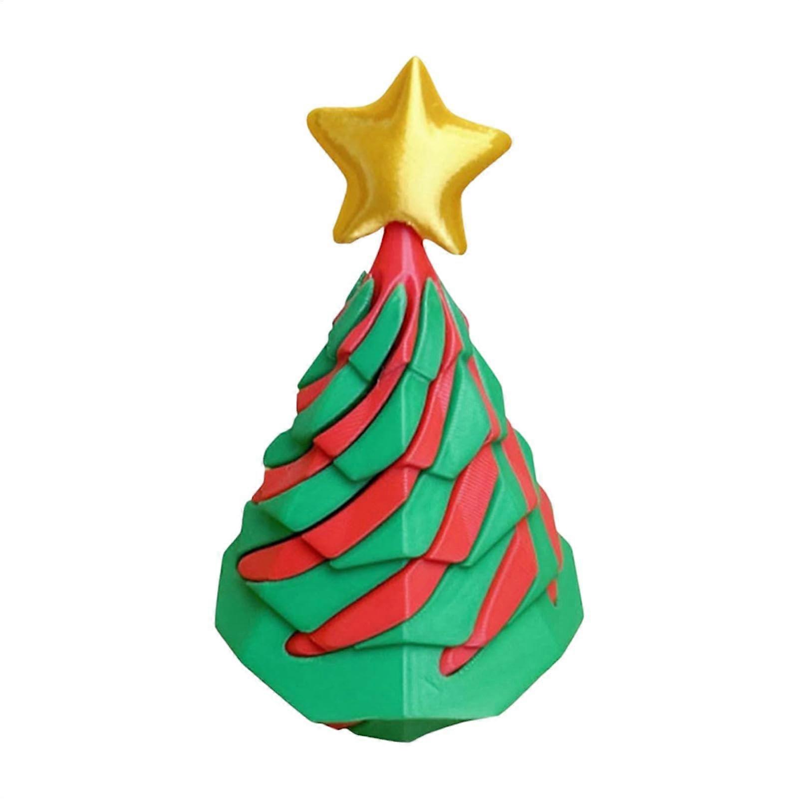 3Dprinted coneshaped Christmas tree, holiday table ornaments, colorful toy red green