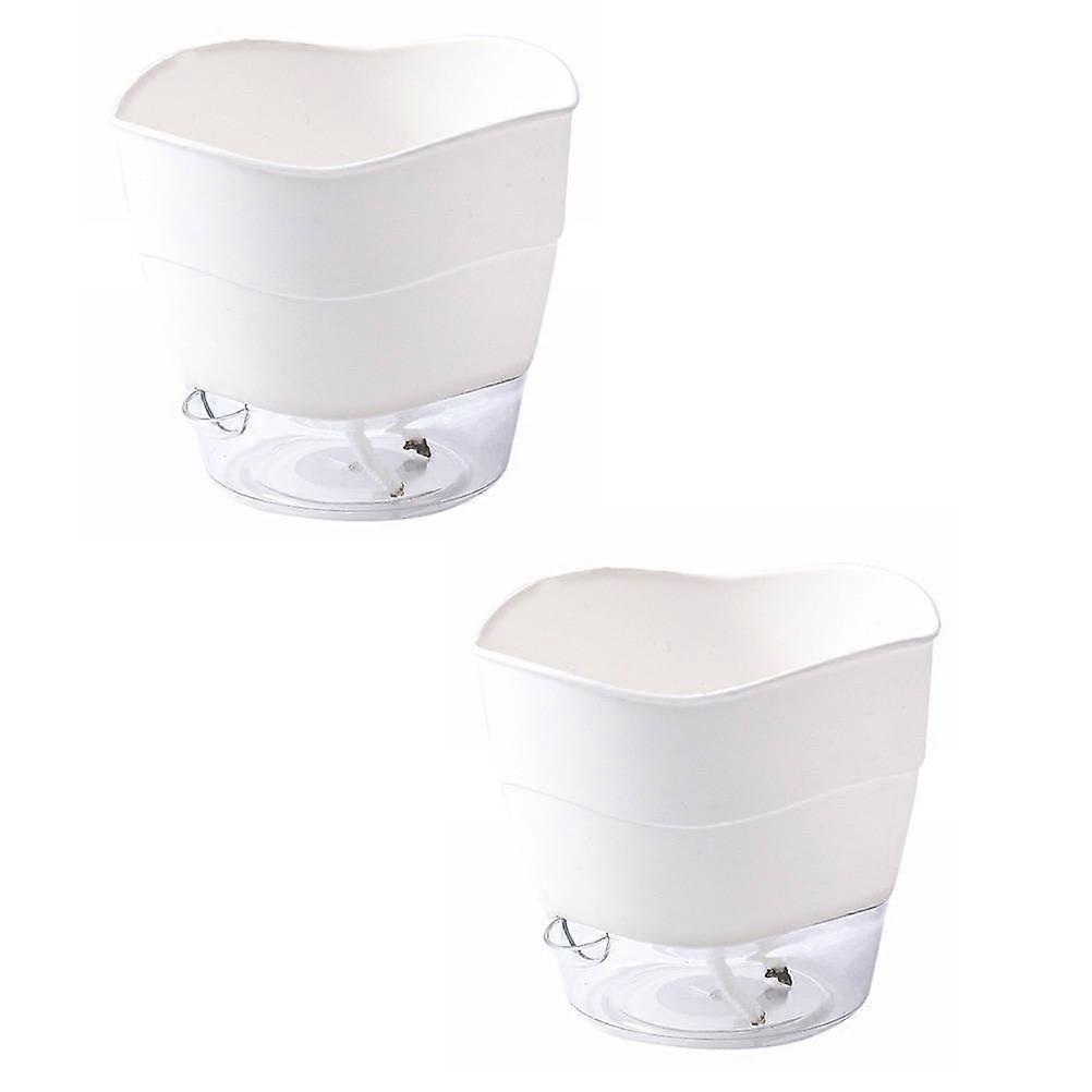 2pcs Self Watering Planter Pots with Absorbent Rope for Plants, Durable Plastic Flower Pots with Automatic Watering System Design