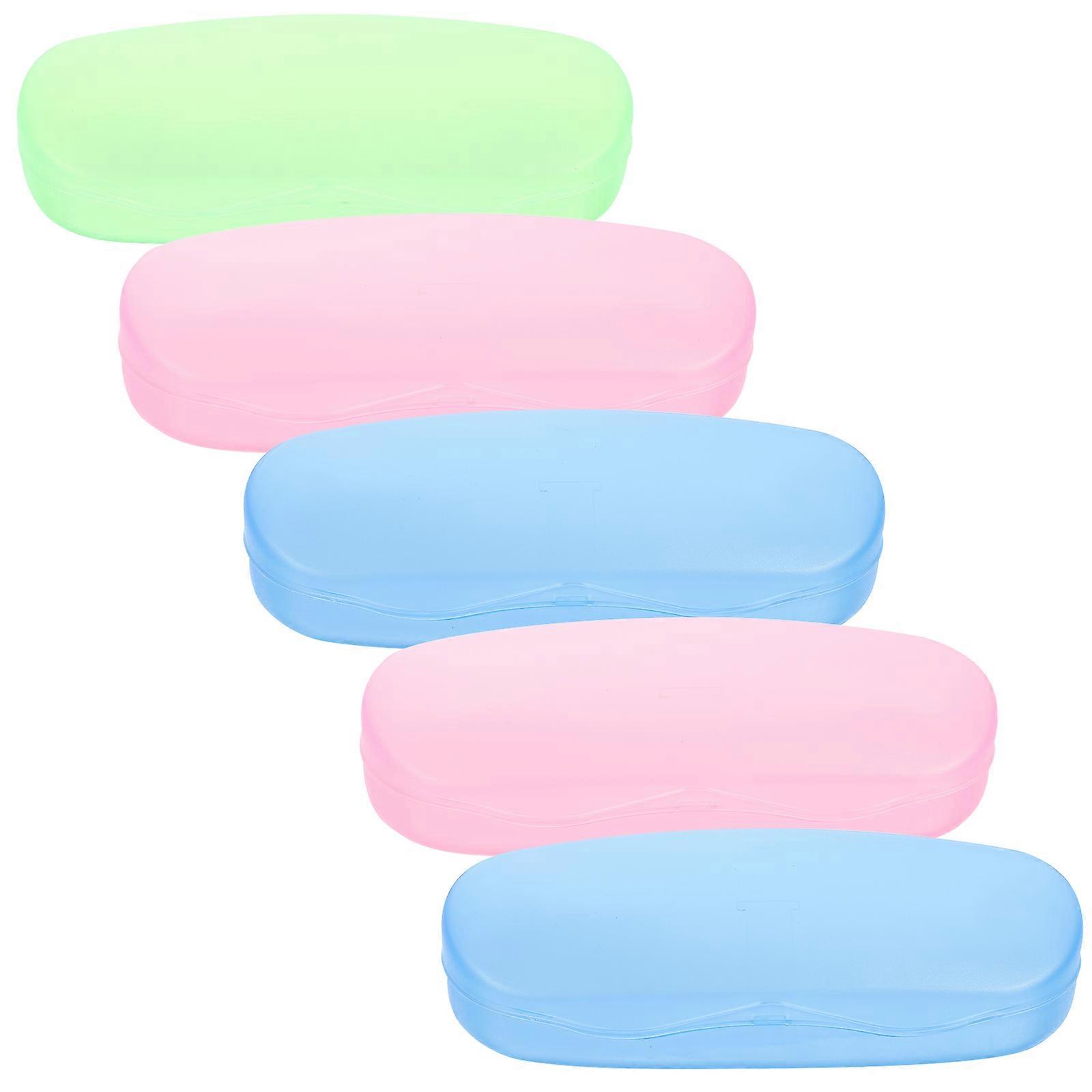 Here's a well structured product description for the **"5pcs Portable Eyeglasses Case Transparent Plastic Glasses Storage Box Mixed Color Eyewear