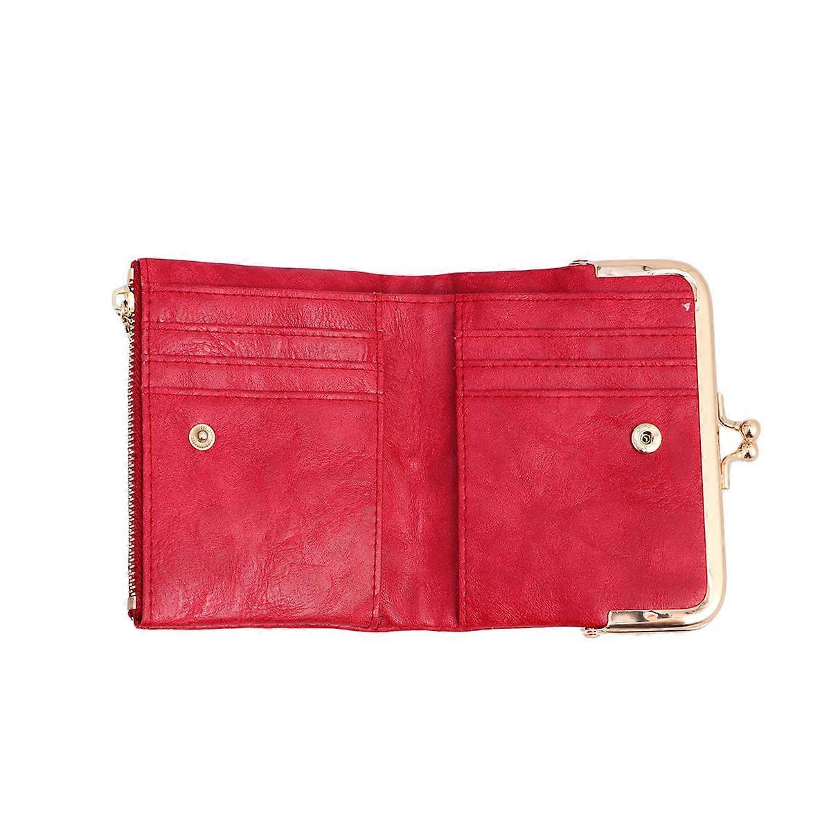 Mini Cash Wallet Red PU Material For Travel 1Set