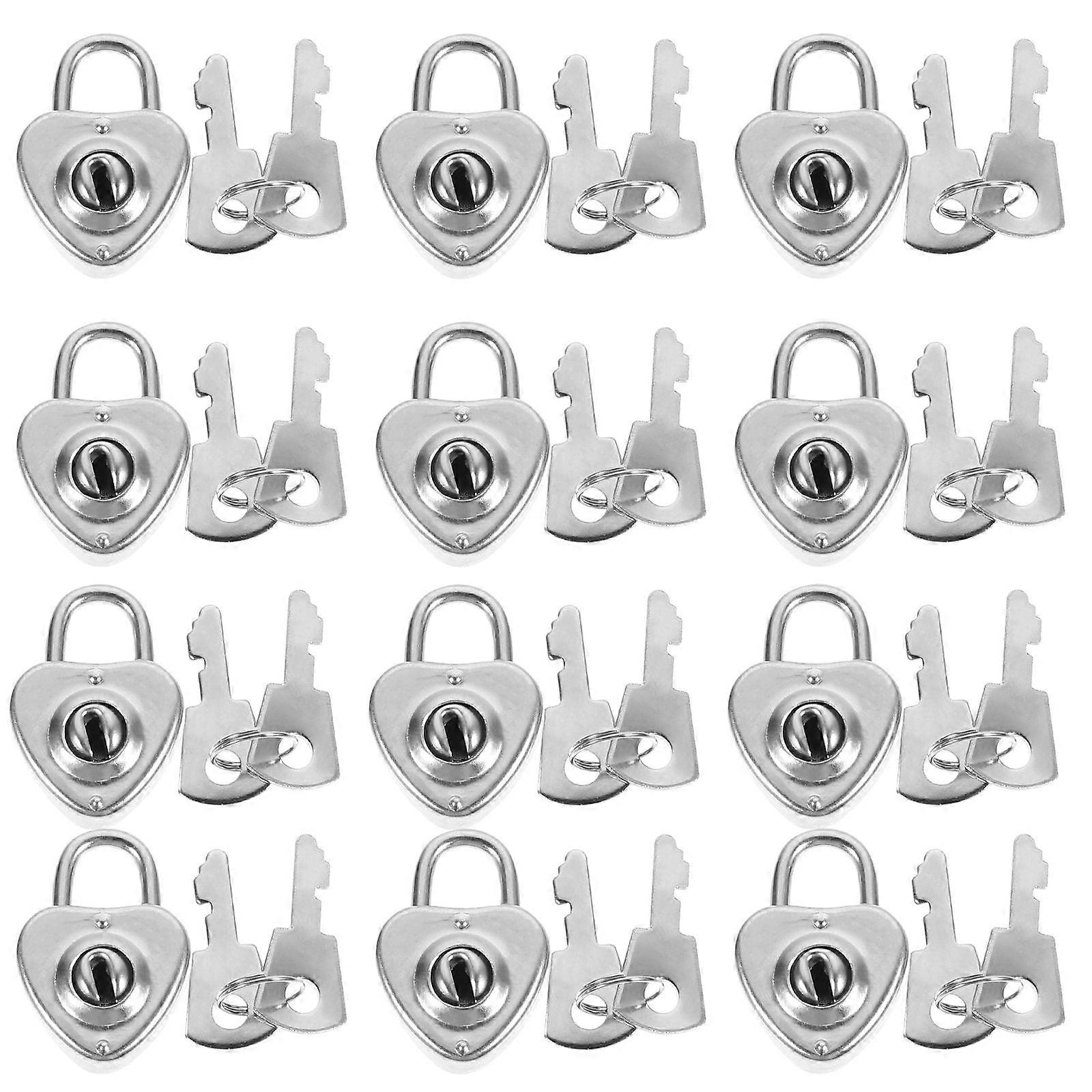 Mini Heart Shape Padlock 12Pcs Drawer Lock Ideal For Cabinet Use With Durable Silver Rust Proof Iron Material