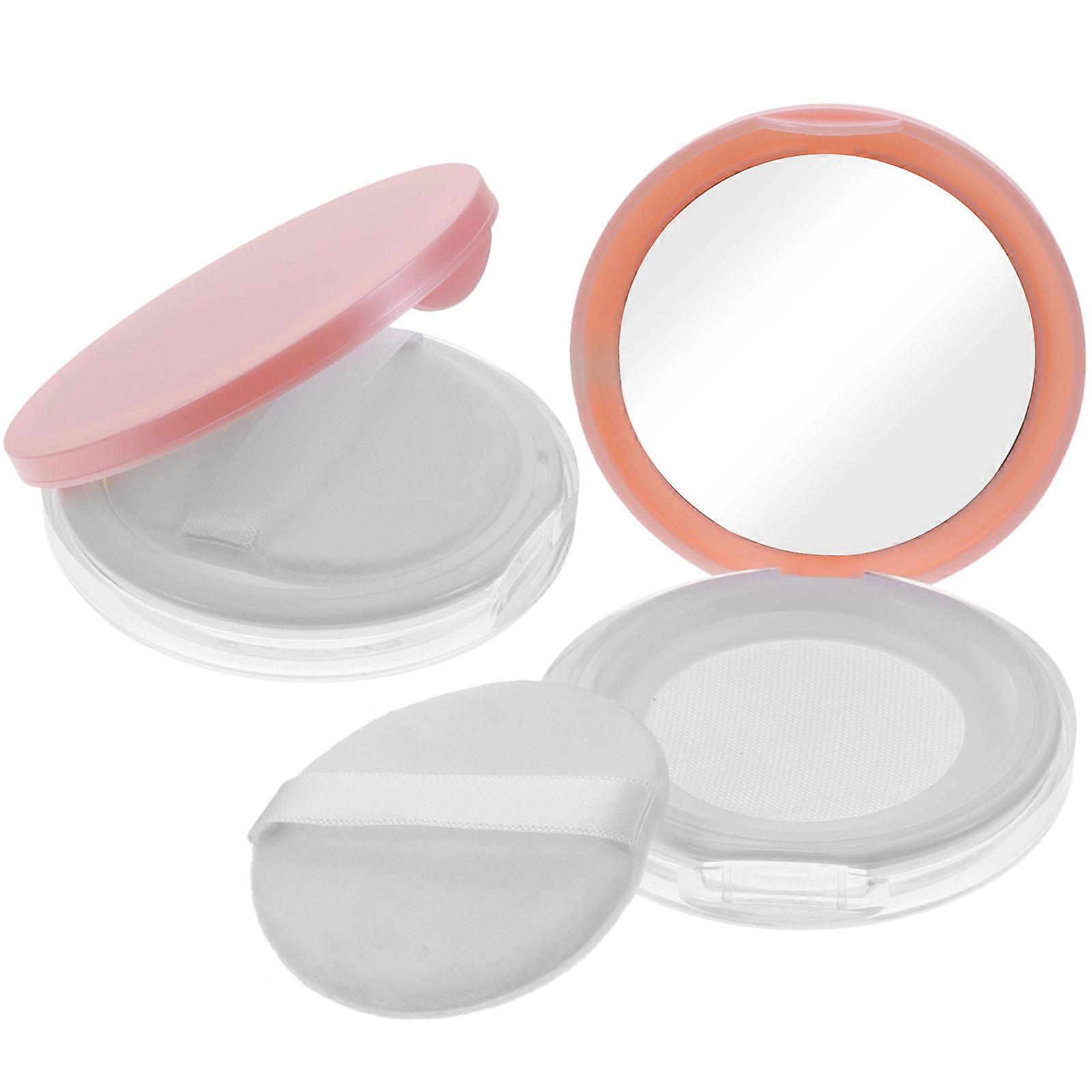 Loose Setting Powder Container Travel Size Powder Box Women Makeup Enthusiasts Visible Powder Level Indicator 2Pcs