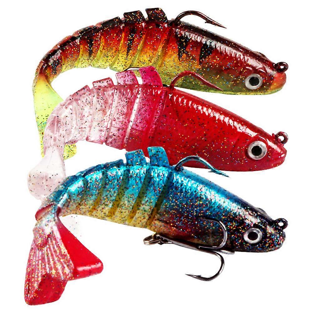 Fishing Lures Kit For Freshwater Multi-Section Simulation Fish Shaped Lure 9x2cm Size PVC Material Fish Luring 3Pcs