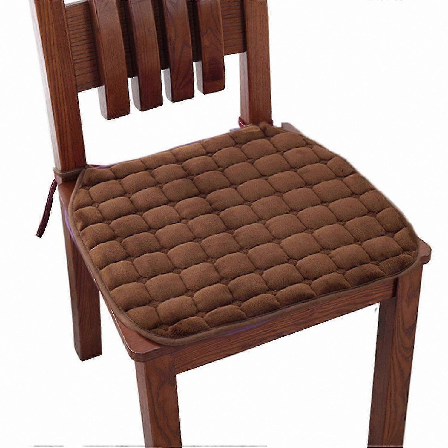 Solid Color Anti-Skid Dining Chair Pad, 40cm/45cm Polyester Seat Cushion with Tie-On Design for Home Use