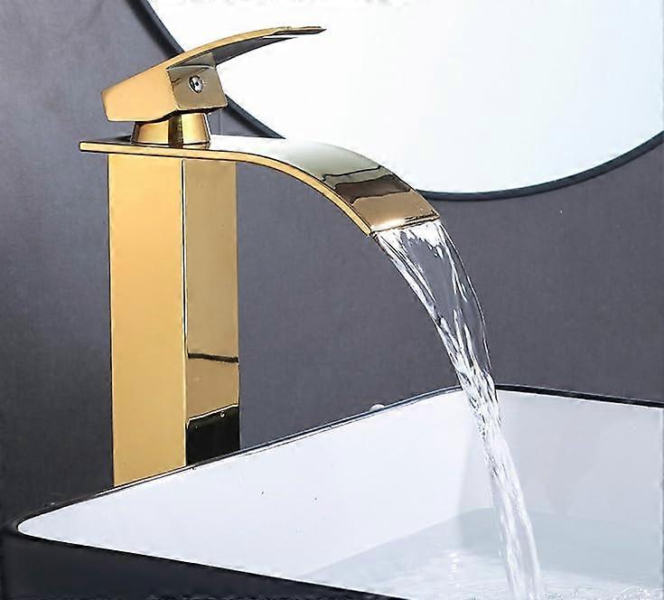 Waterfall hot and cold water faucet black wide spout mixer tap balcony minimalist faucet with plastic core no hose