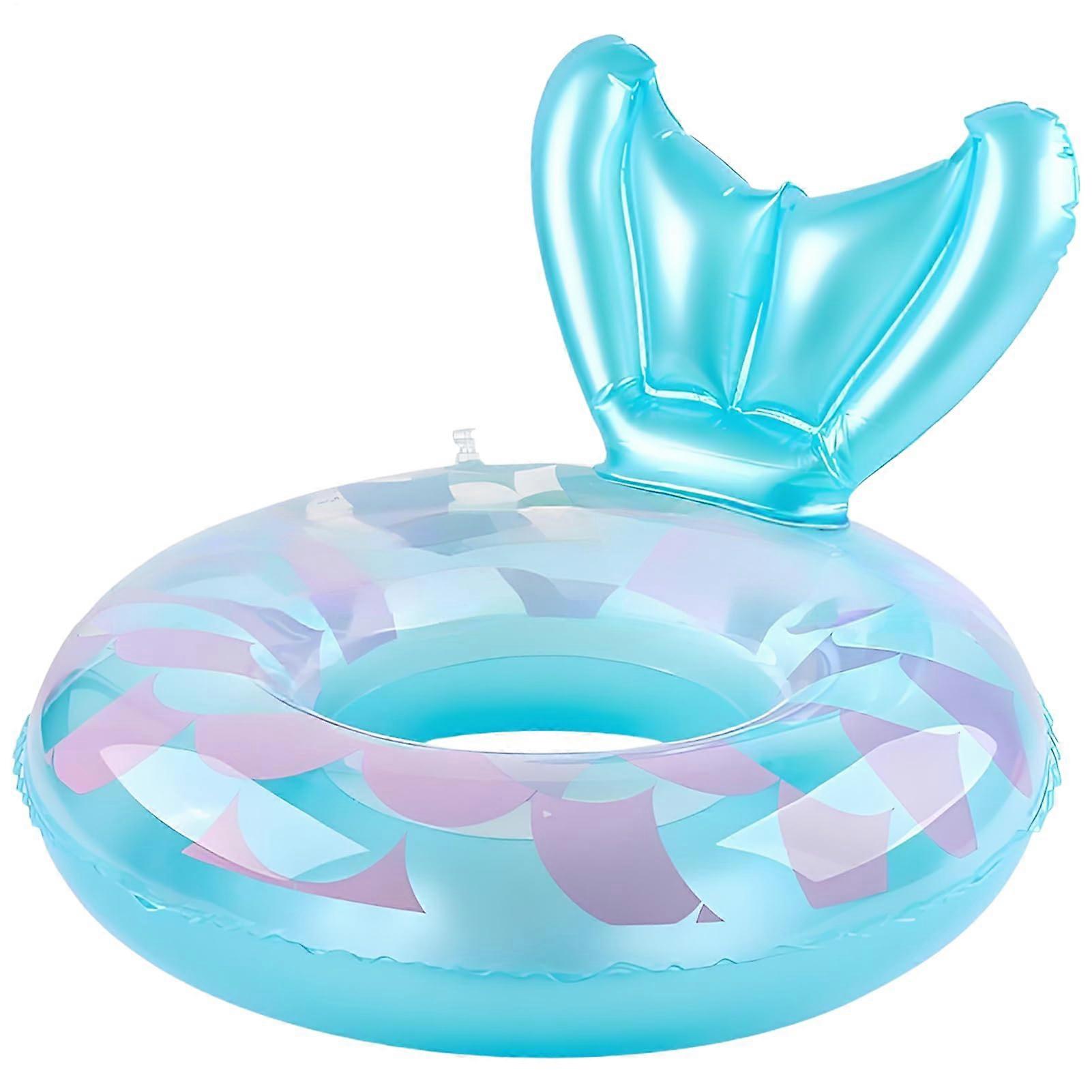 Mermaid Pool Float Inflatable Ring, Cute Pool Tube, Space-Saving Portable Design, Blue And Pink, For Pool Parties