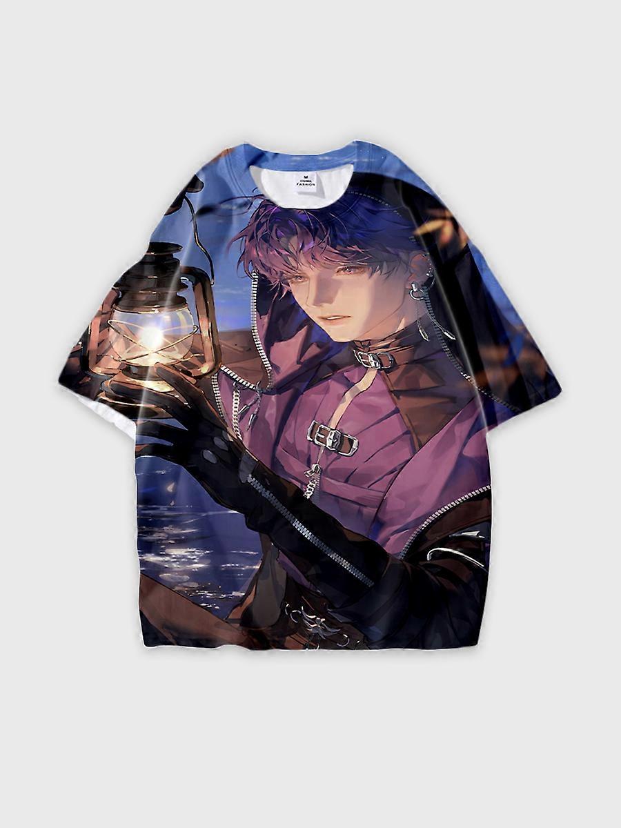 T-shirt round neck Role Pattern loose short sleeve B721