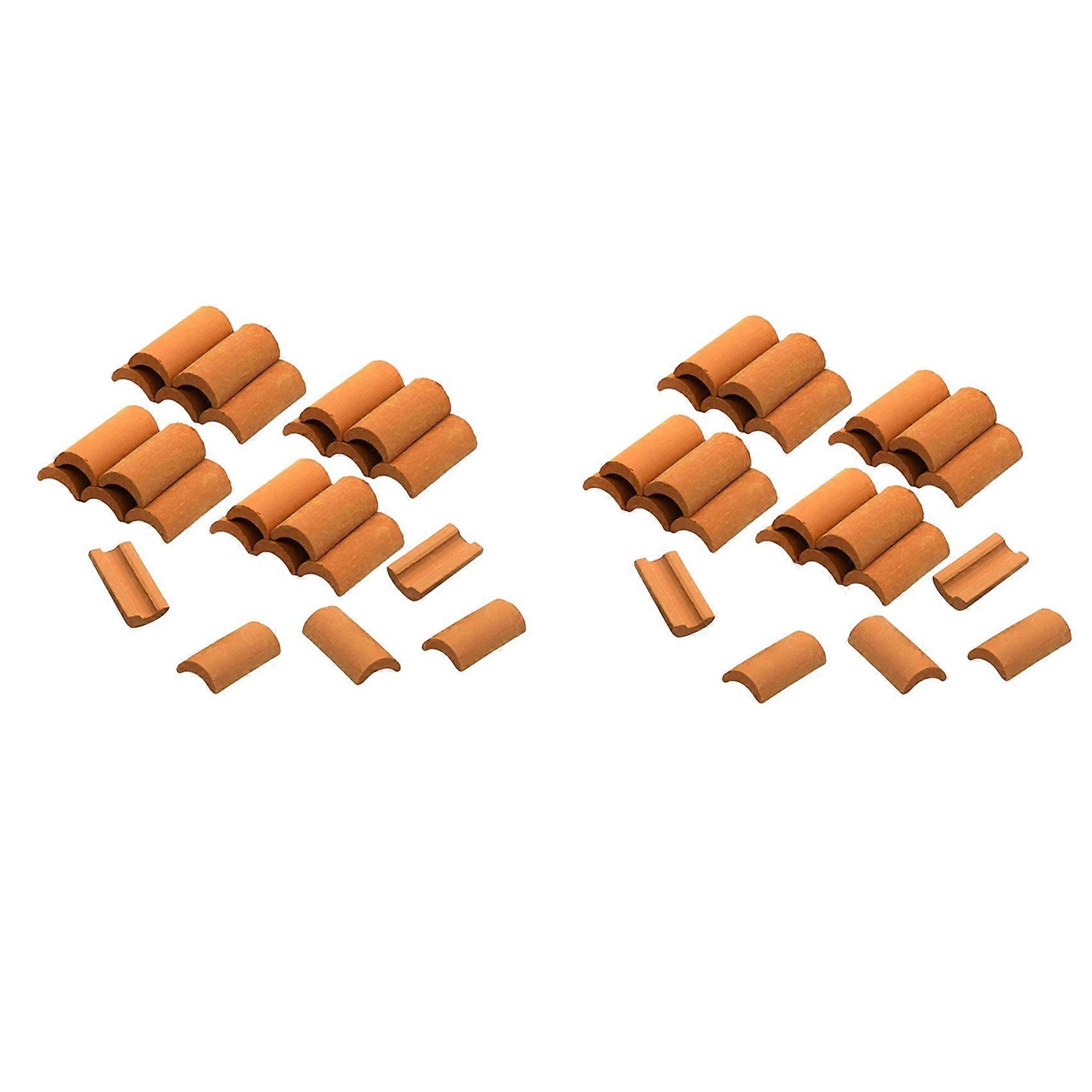 25Pcs Mini Red Roof Tiles Model Building Set Miniature Tiles Figurine Landscaping DIY Fairy Garden A