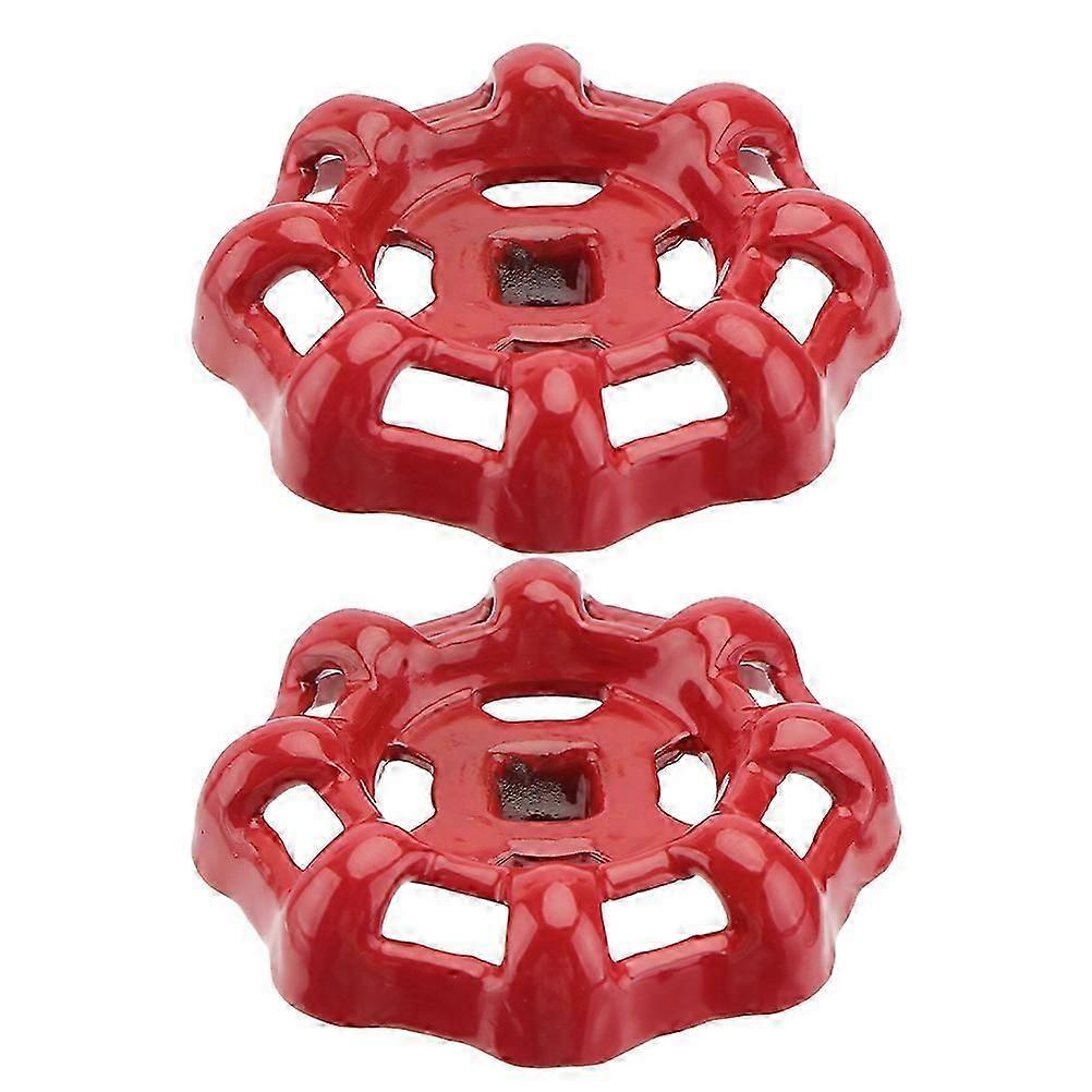 مقبض معدني خارجي من الحديد الزهر صنبور مقبض عجلة أحمر 5.00X5.00X1.00CM التوافق مع الصمامات المختلفة 2Set-Good