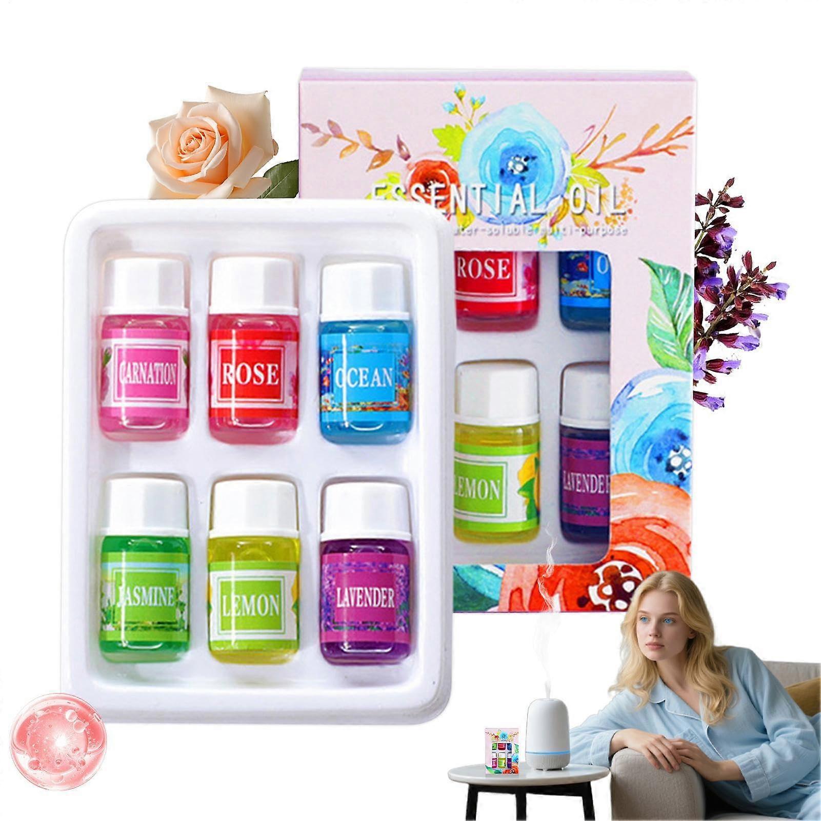 Essential Oils for Diffuser - 6 Pack Water-Soluble Aromatherapy Oils for Humidifier, Ideal for Home, Bedroom, Men, and Women