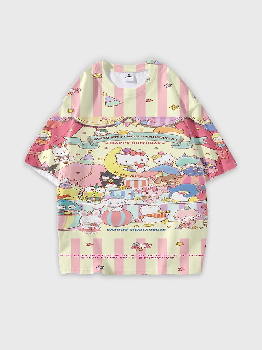 T-shirt round neck Cartoon Pattern loose short sleeve E1585