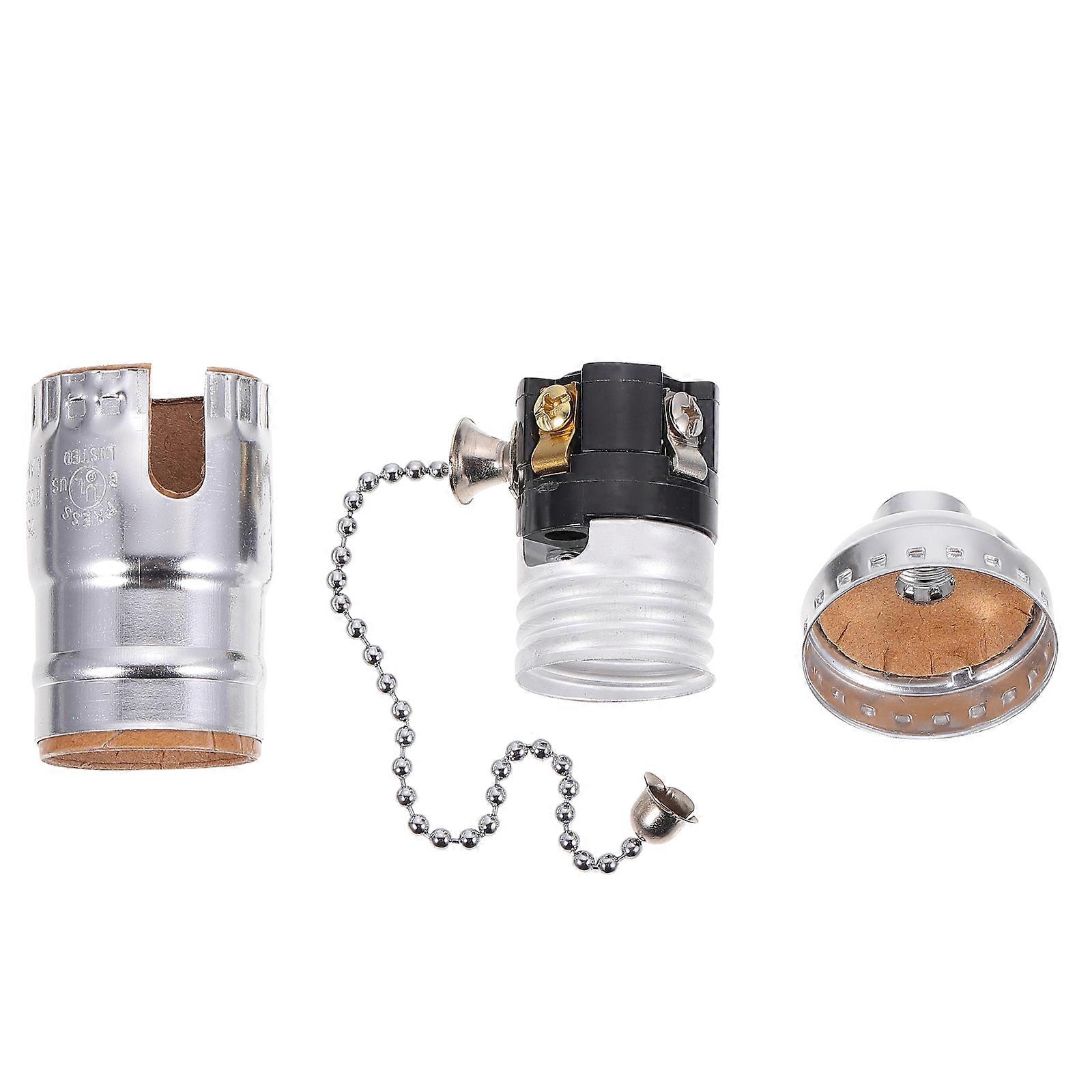 Retro Light Fixture E27 Lamp Holder Dining Room Silver 3x7cm 1Pcs