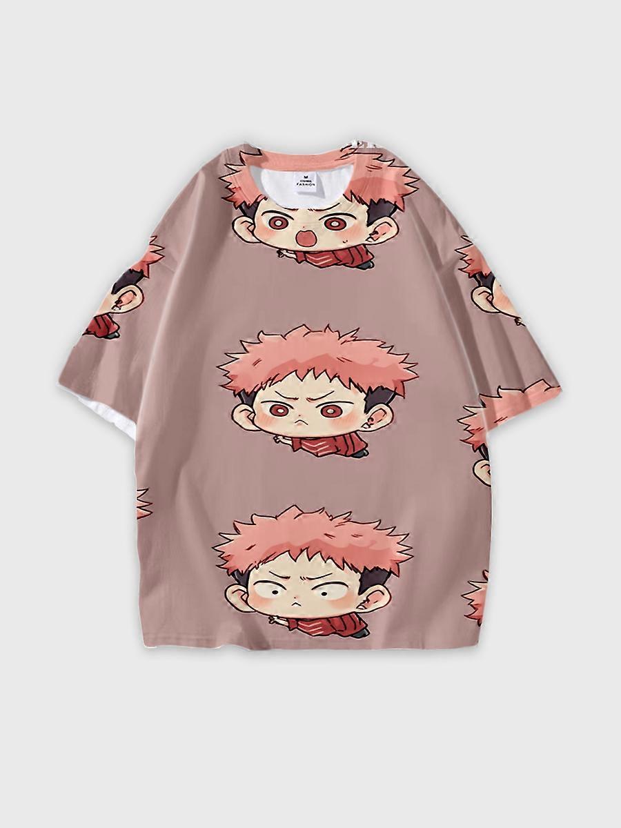 T-shirt round neck Character Pattern loose short sleeve P68