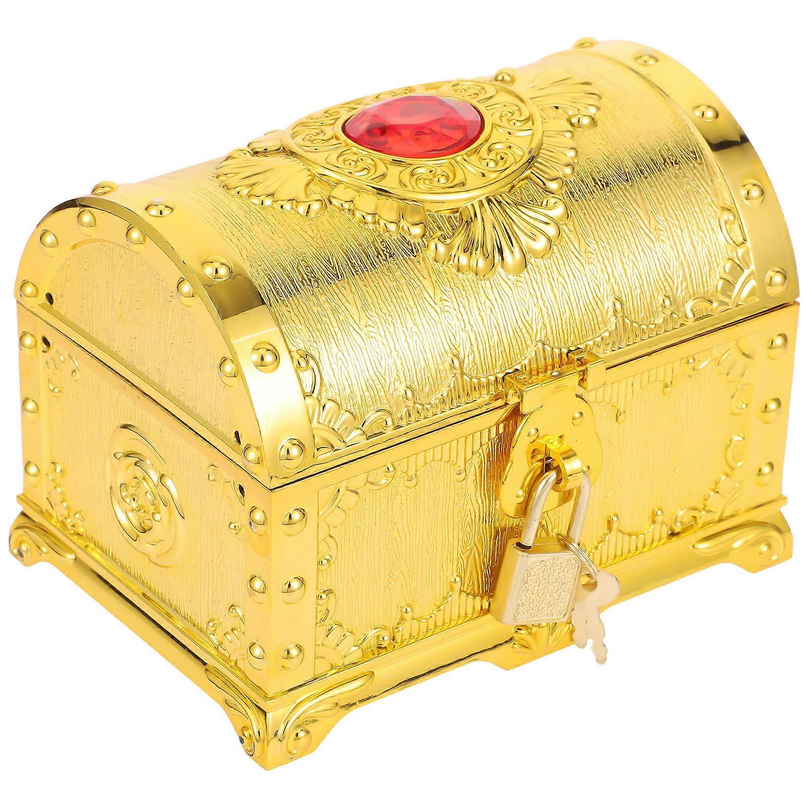 Antique Pirate Chest Small Treasure Box Multi Function Storage for Classroom, Party Favors, Decorative Use and Gifting for Adults