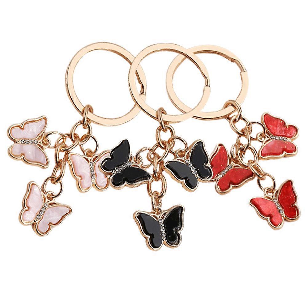 Butterfly Keychain Set of 3 Lightweight Compact for Bags and Car Keys Decoration Assorted Color