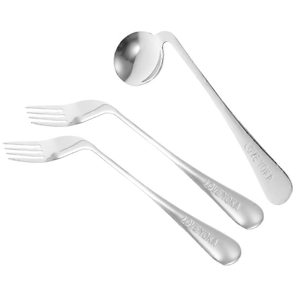 Angled Curved Spoon Fork Set for Elderly Patients Dining Assistive Tools Comfortable Use
