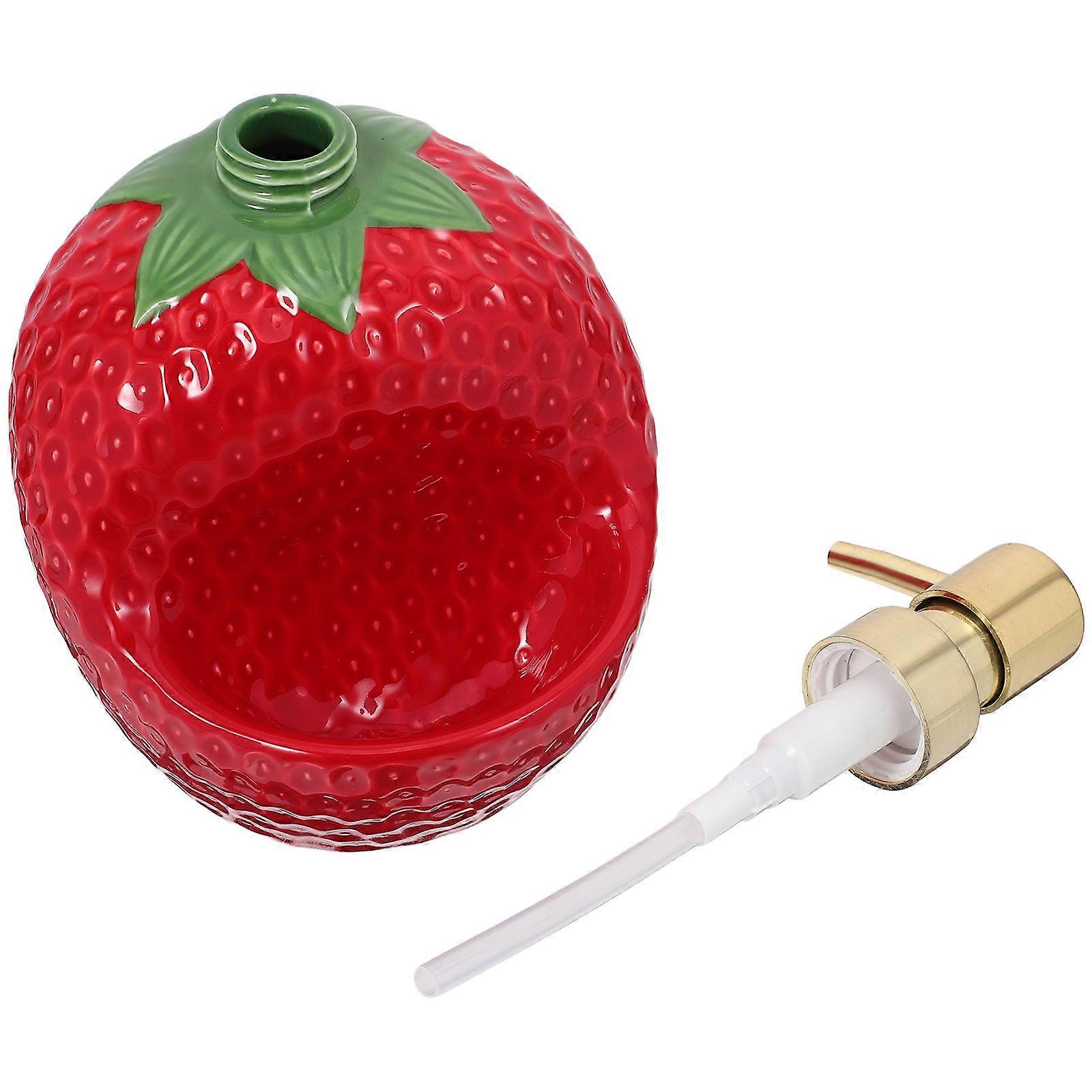 Multi Colored Strawberry Shaped Soap Dispensing Bottle For Household Use 7.1X5.1X5.1In Creative Design 1Set
