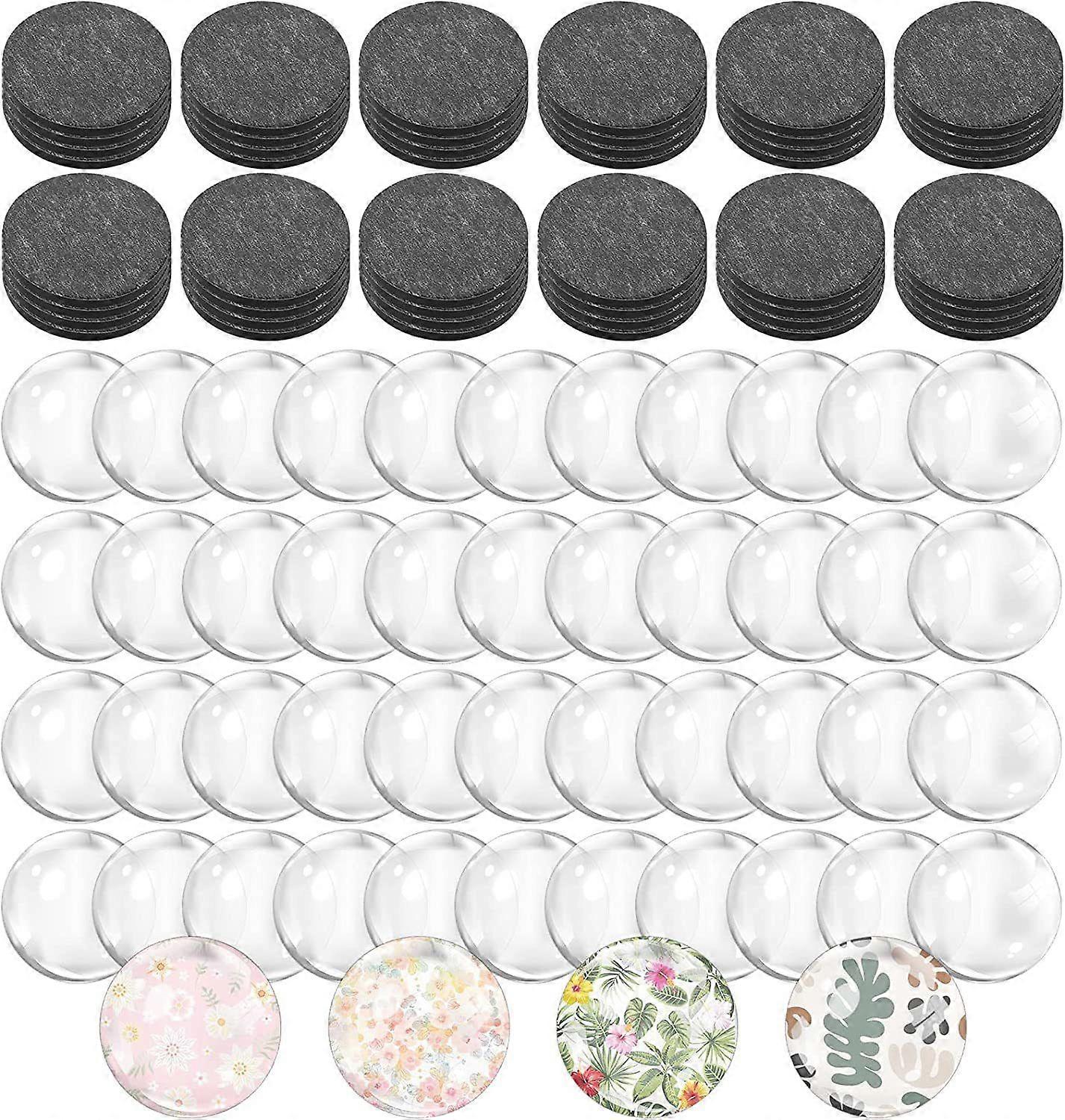 48 Sets Glass Craft Magnets: Clear Round Refrigerator Magnets with Adhesive Backing for DIY Craft Projects Home Offices Decorations