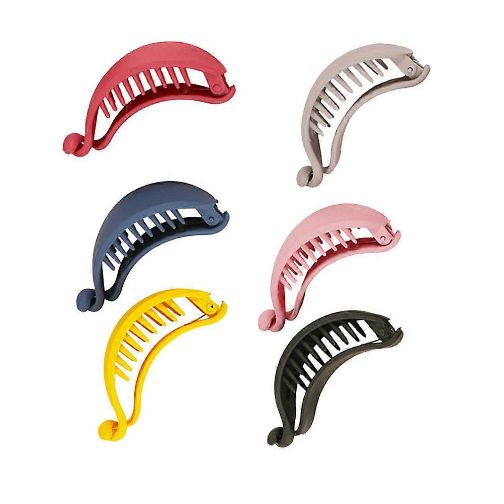 6PCS Candy Color Banana Hair Clips, Lightweight Claw Clips for Easy Styling, Daily Use & Parties, Includes Lemon Deep and More