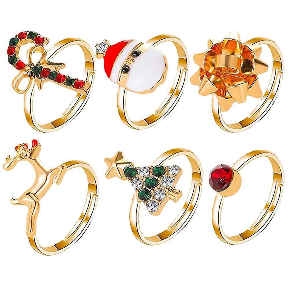 Here's a refined and engaging product description for your **6pcs Adjustable Christmas Tree and Reindeer Finger Rings**:

 

🎄✨ **6PCS Adjustable