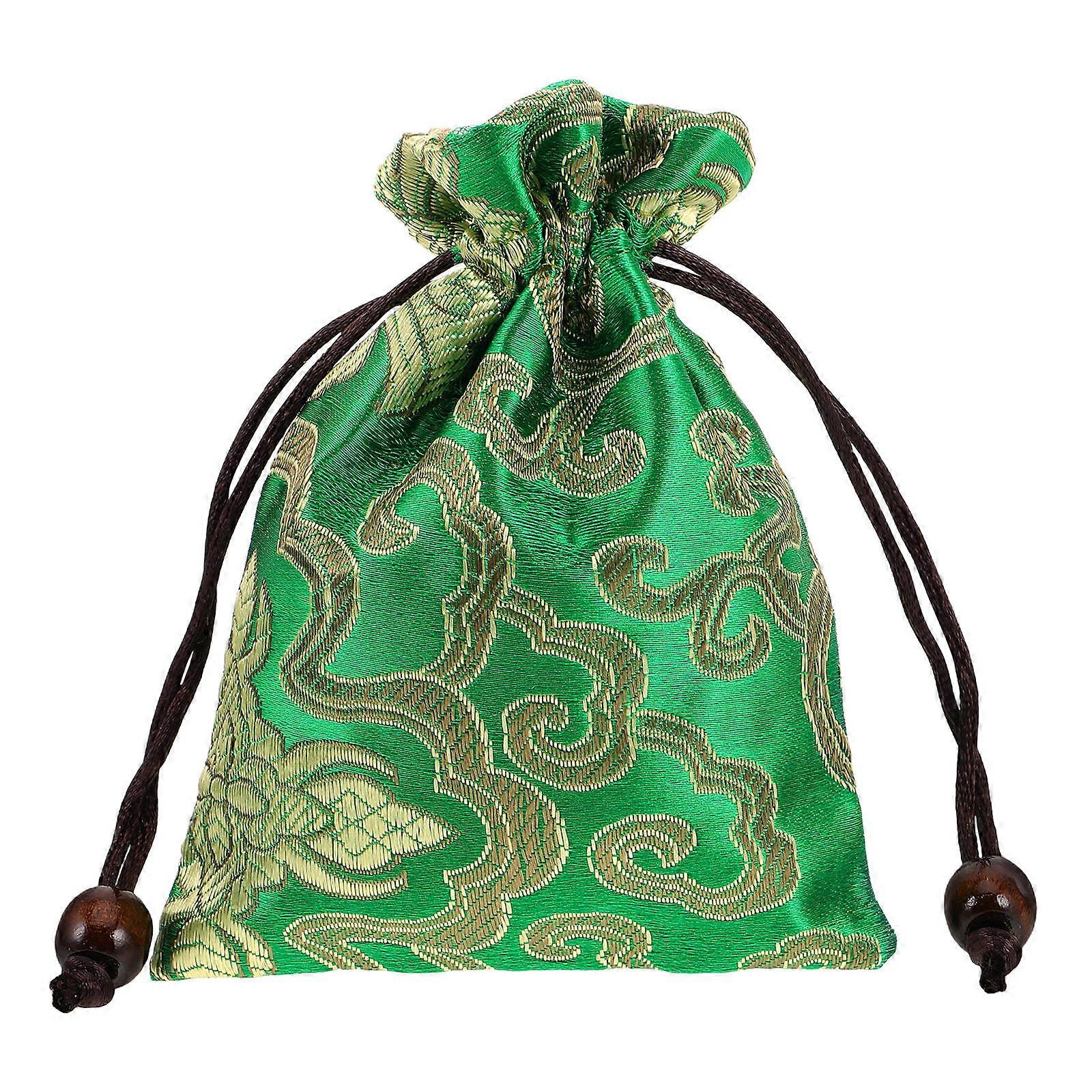 Embroidered Silk Jewelry Pouch with Drawstring Closure, Durable Brocade Coin Purse for Storing Jewelry, Coins, Keepsakes, Elegant Cultural Design