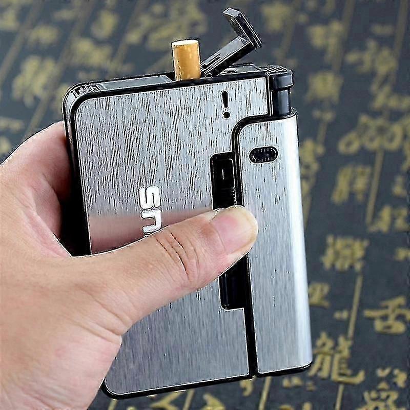 Portable Automatic Cigarette Case Metal Cigarette Boxes 10pcs Cigarette Holder Case Not Lighter Gadget For Men Birthday Christmas Giftsgold