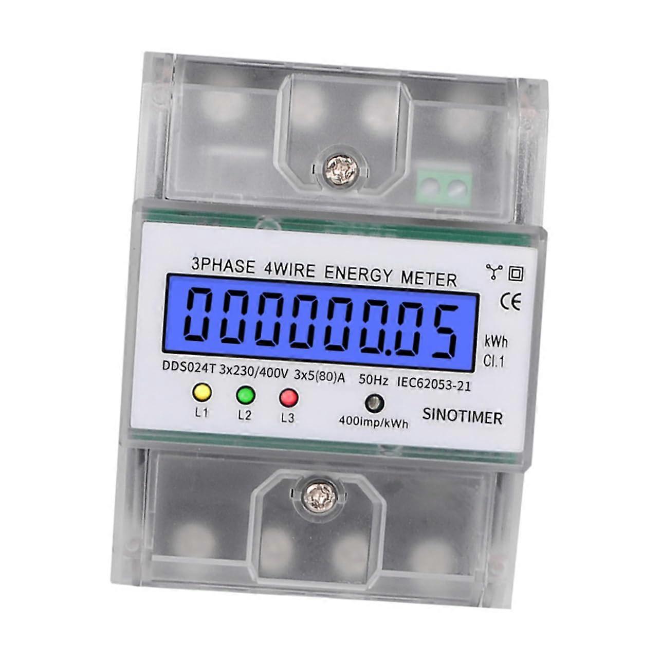 1 piece DIN rail energy meter with LCD display, multifunctional threephase meter for precise power monitoring and easy installation