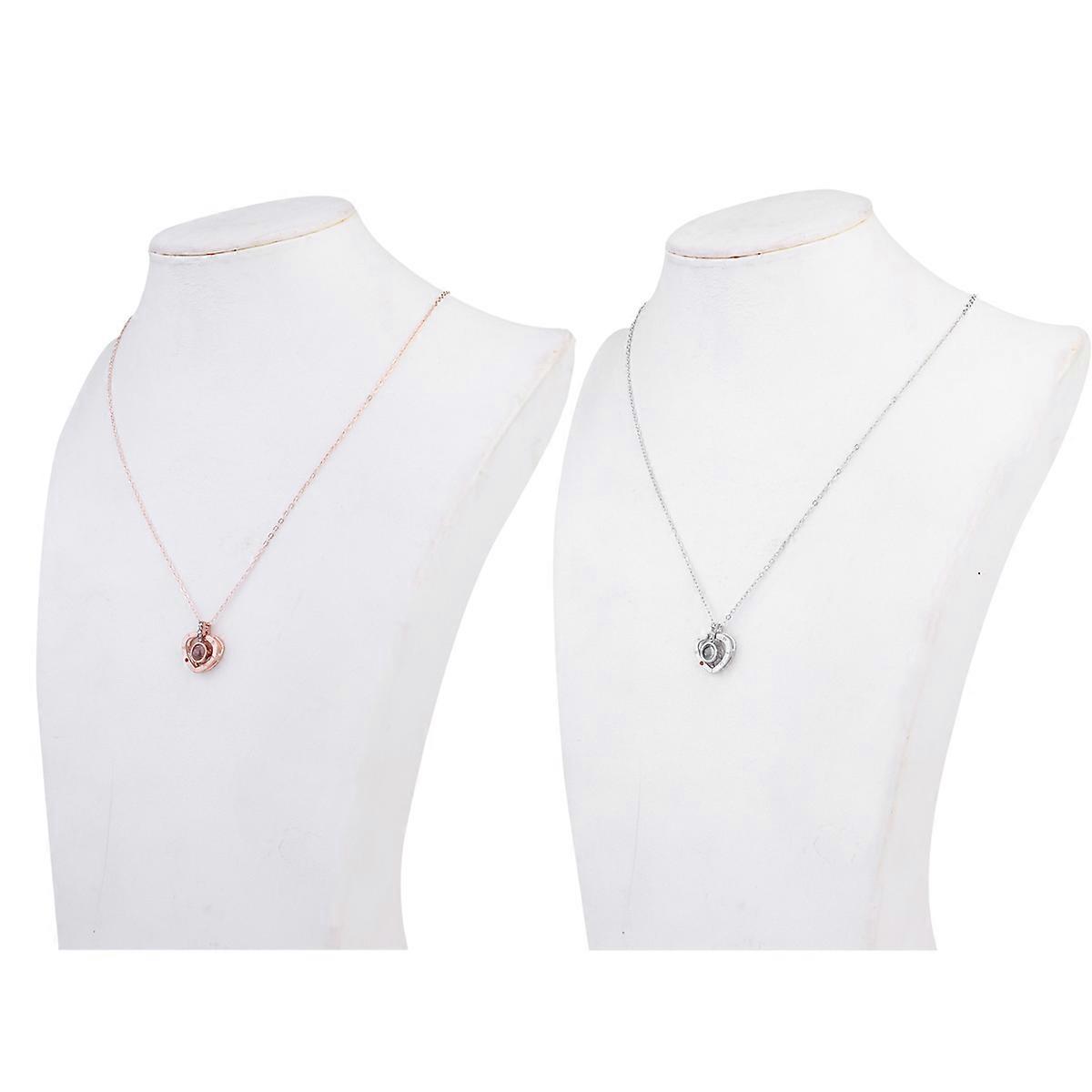 Alloy Clavicle Chain with I Love You Pendant in Assorted Color for Decoration 2 Pieces
