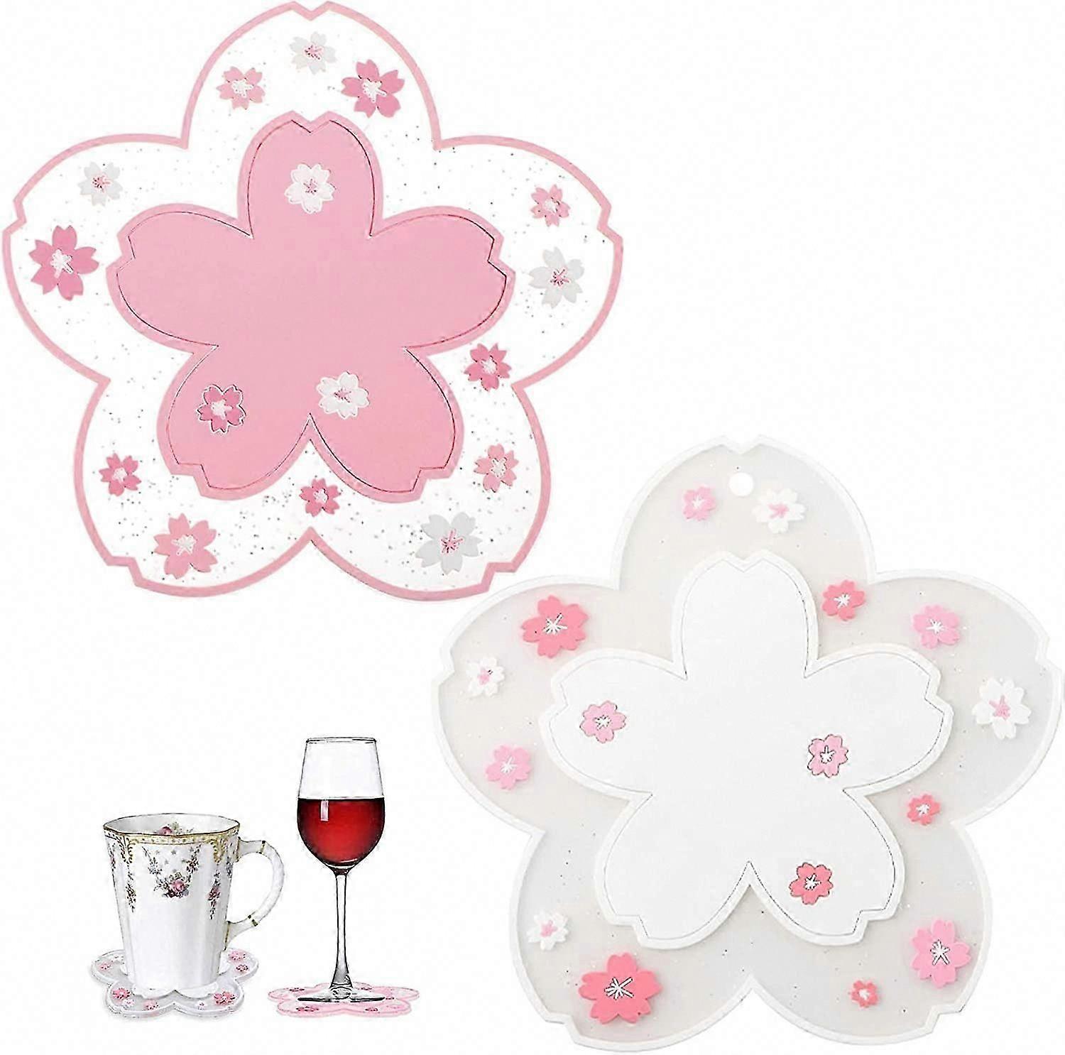 2 Piece Flower Shaped Silicone Coasters for Drinks & Hot Cups