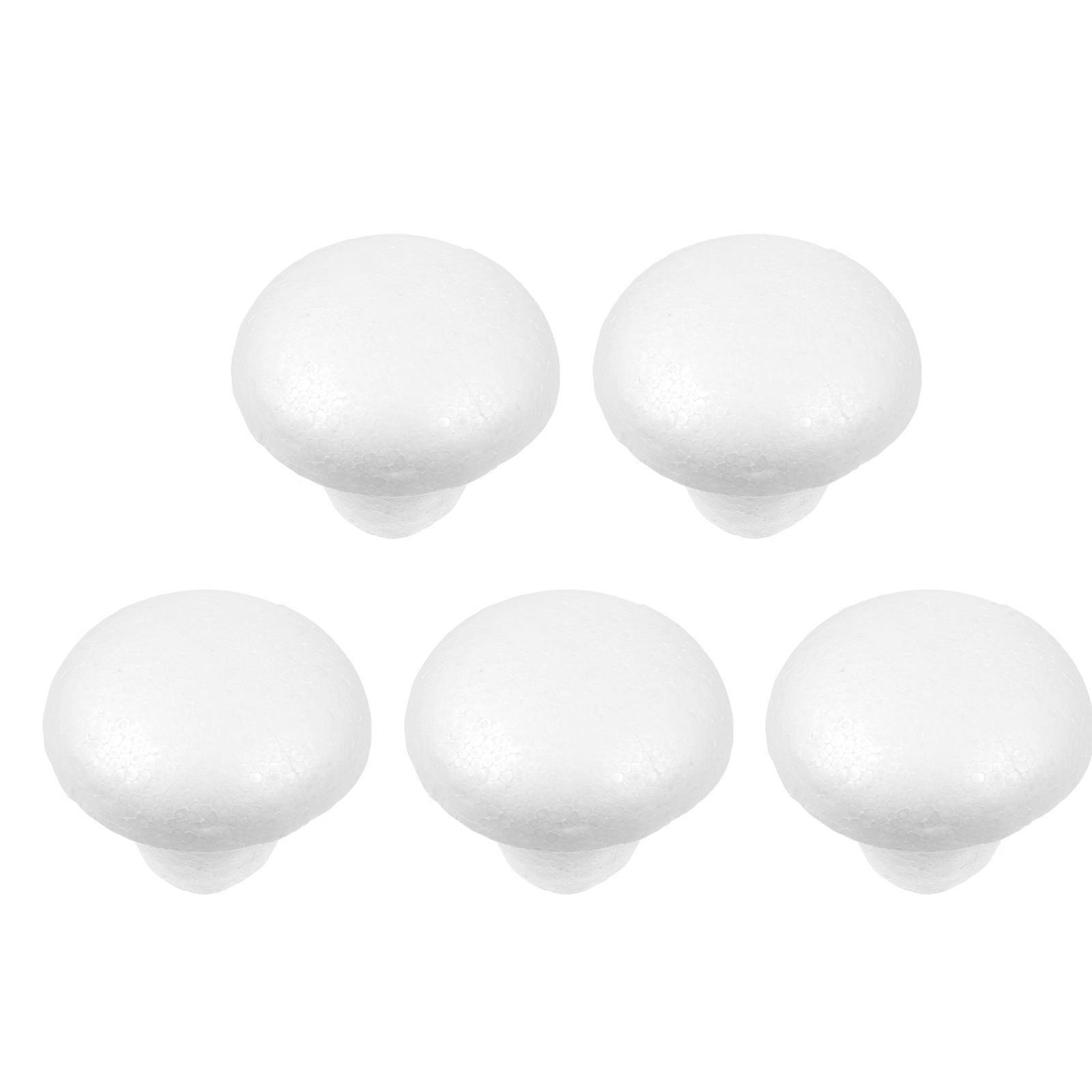 White Foam Mushroom Models for Crafts Making and Decor Perfect for School Projects and DIY Party Decorations 5pcs