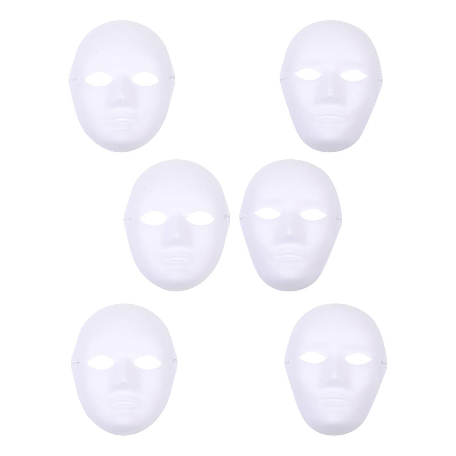 DIY White Blank Masks 6Pcs Hand-Painted Paper for Party Performance School Activity Props