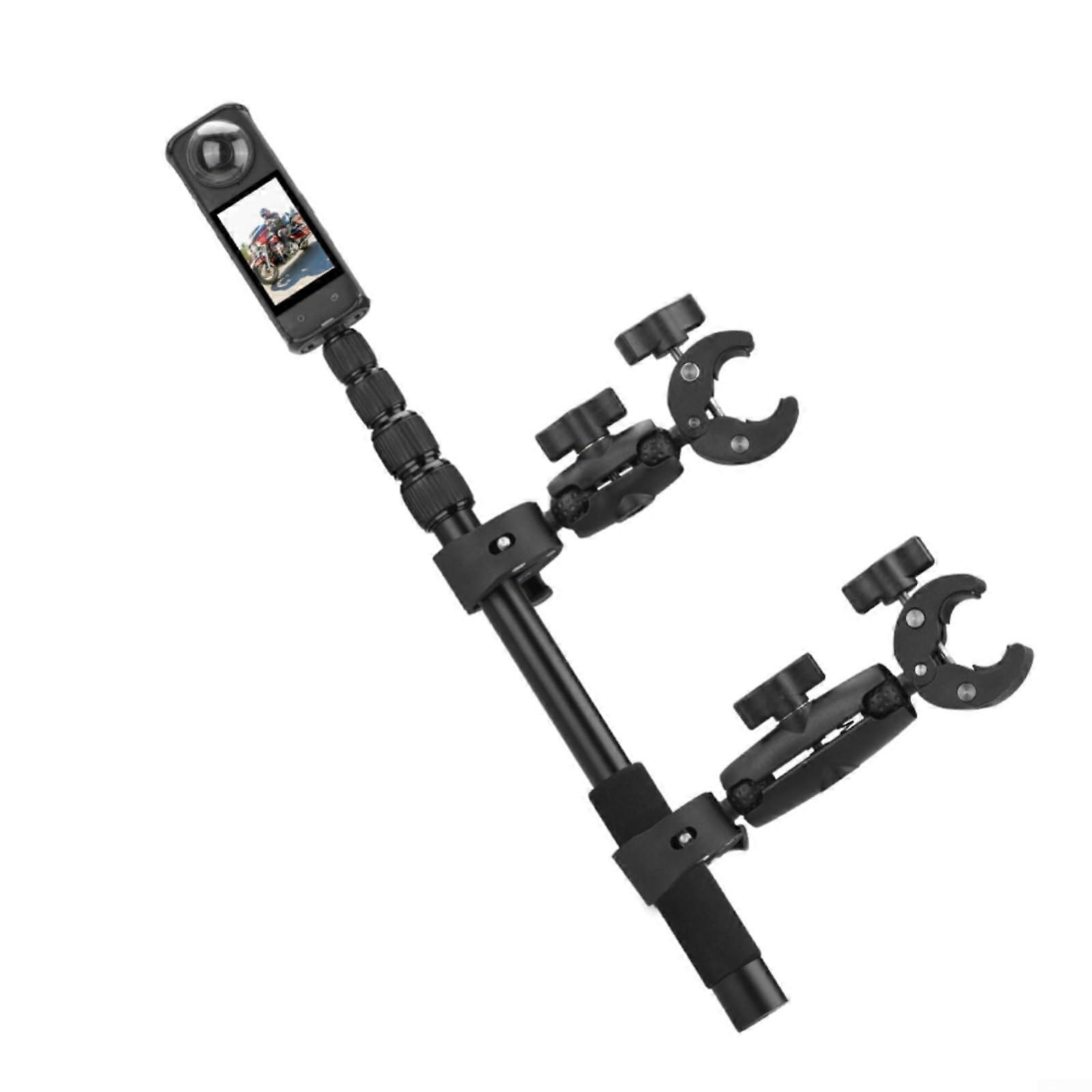 Motorcycle Mount Kit, Double Clamps, Handlebar Mount for Insta360 One X5/X4 with Selfie Tripod for Bicycle Photography
