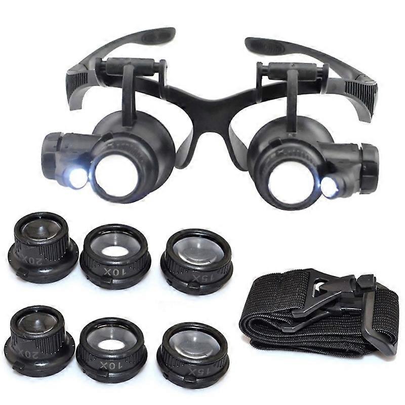 2021 New 10X 15X 20X 25X LED Double Eye Jeweler Repair Watch Magnifier Glasses Glass Magnifier