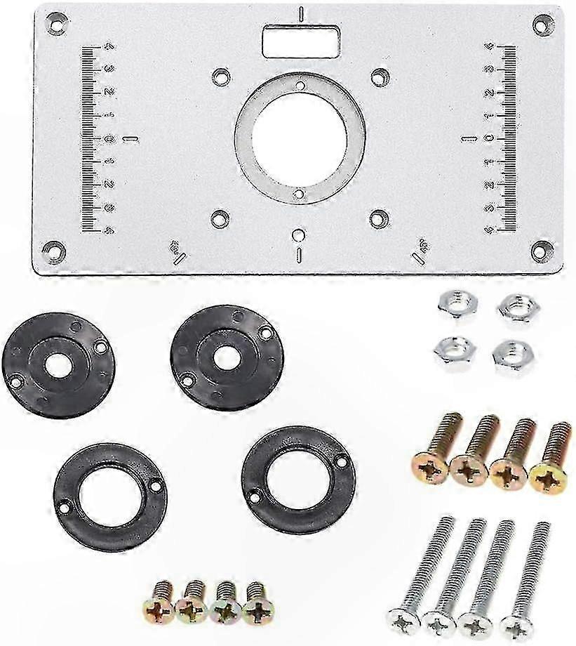 Router Table Insert Plate, 235mm x 120mm, Aluminum Alloy with 4 Rings for Woodworking and Carpentry Use