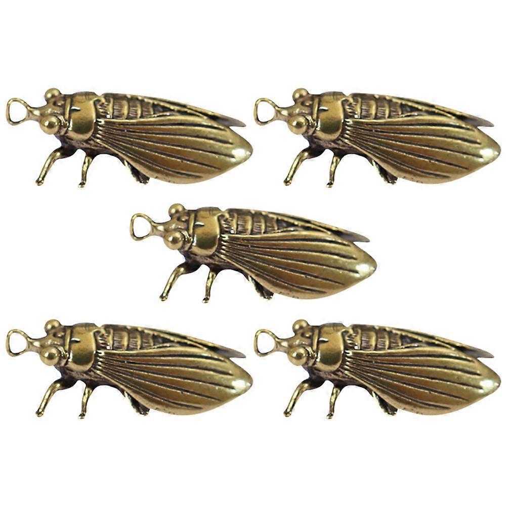 Brass Cicada Keychain Key Pendants for Key Hanging 5Pcs Golden Accessories