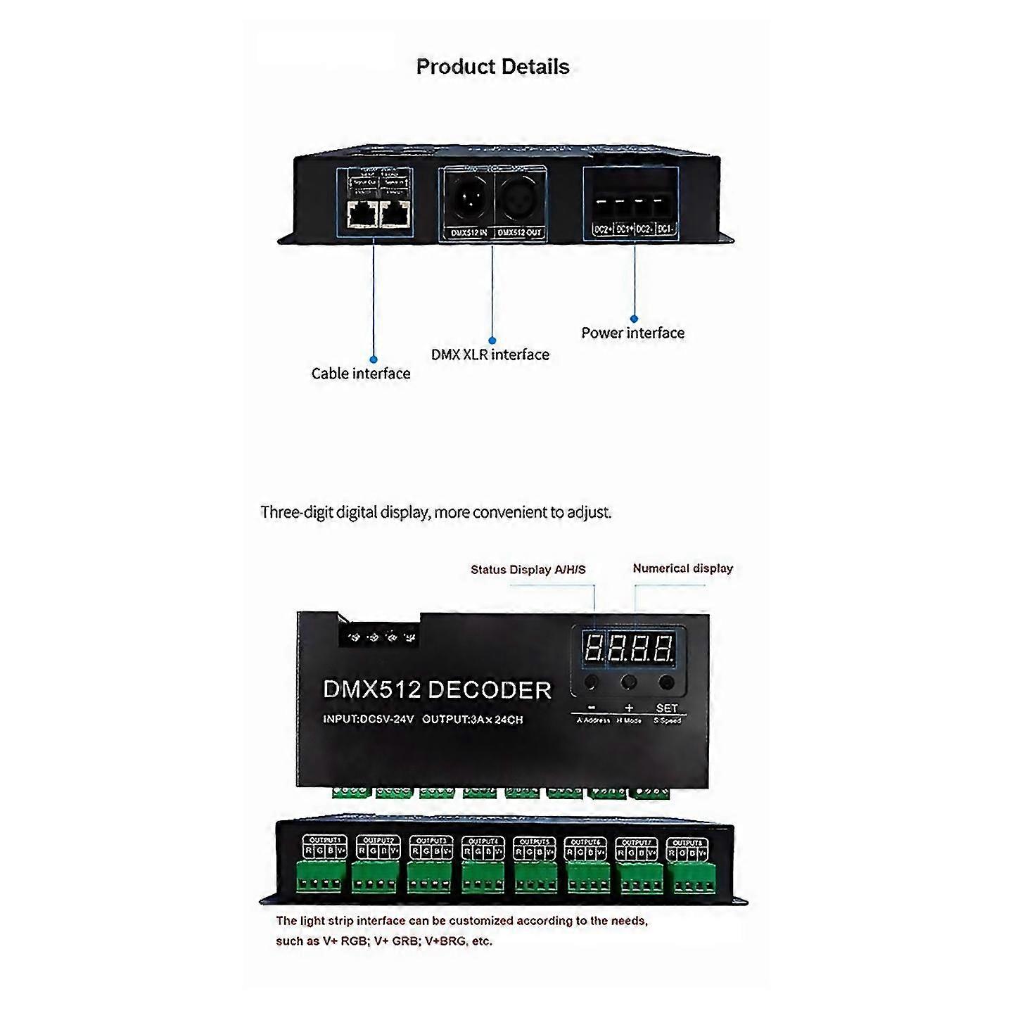 Digital 24ch Rgb Rgbw Dmx512 Decoder Rgbw 512 Decoder 512 Controller For Led Strip A