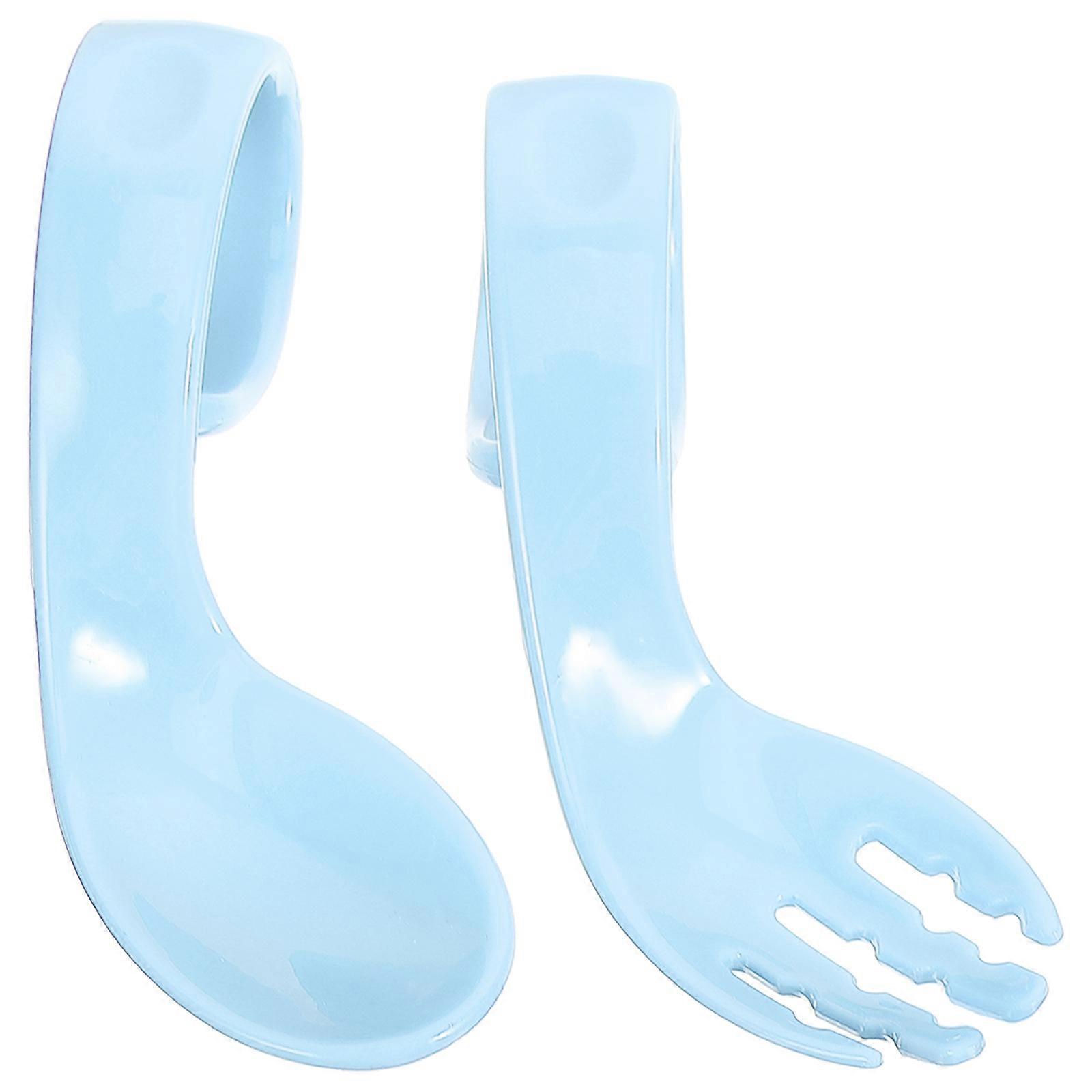 Toddler Feeding Utensils Baby Fork and Spoon Set Ideal for Feeding Time 10X4.3X1cm Blue Durable PP Material 1 Set