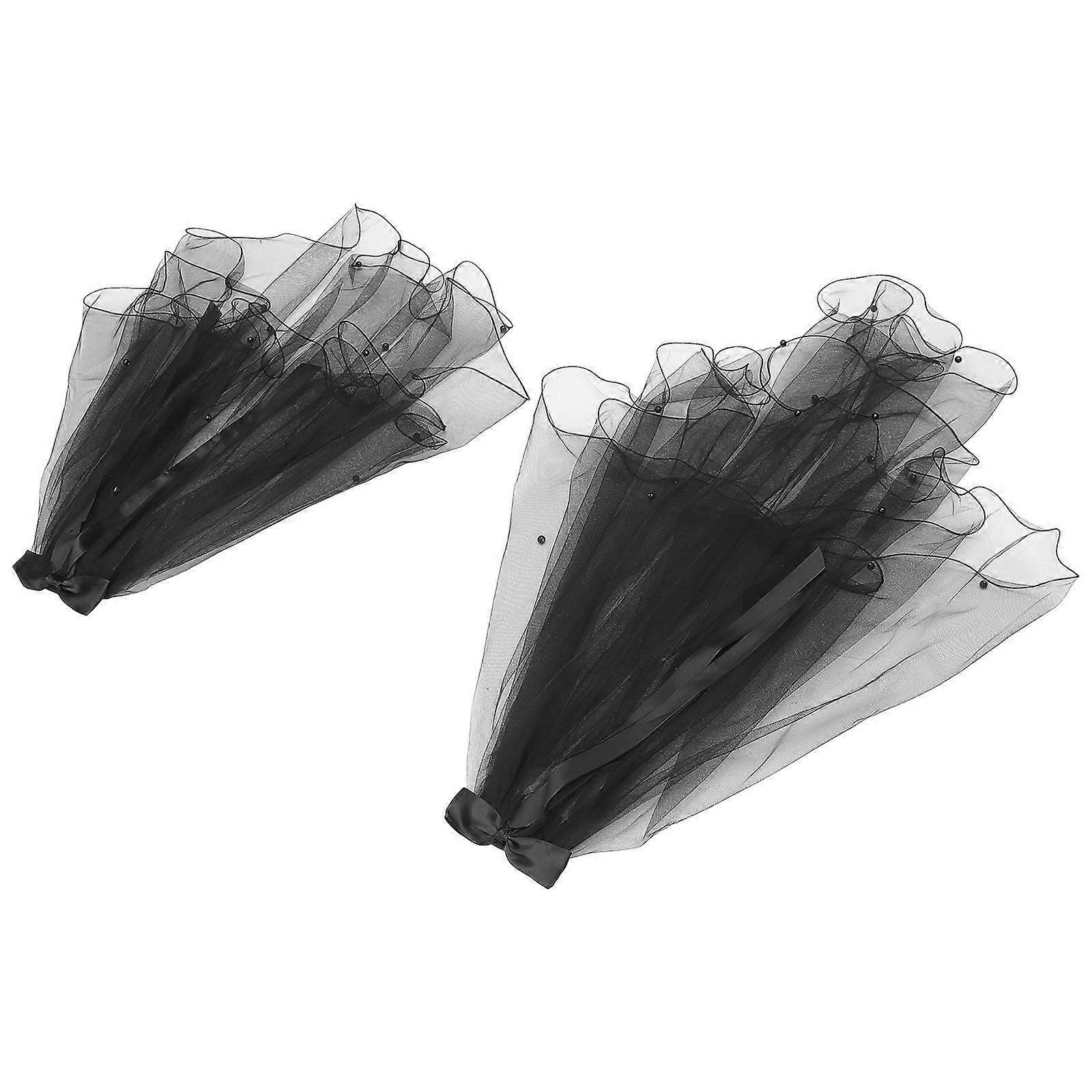 Elegant Black Gauze Bow Veil for Wedding Decoration and Photo Props Small Size Lightweight