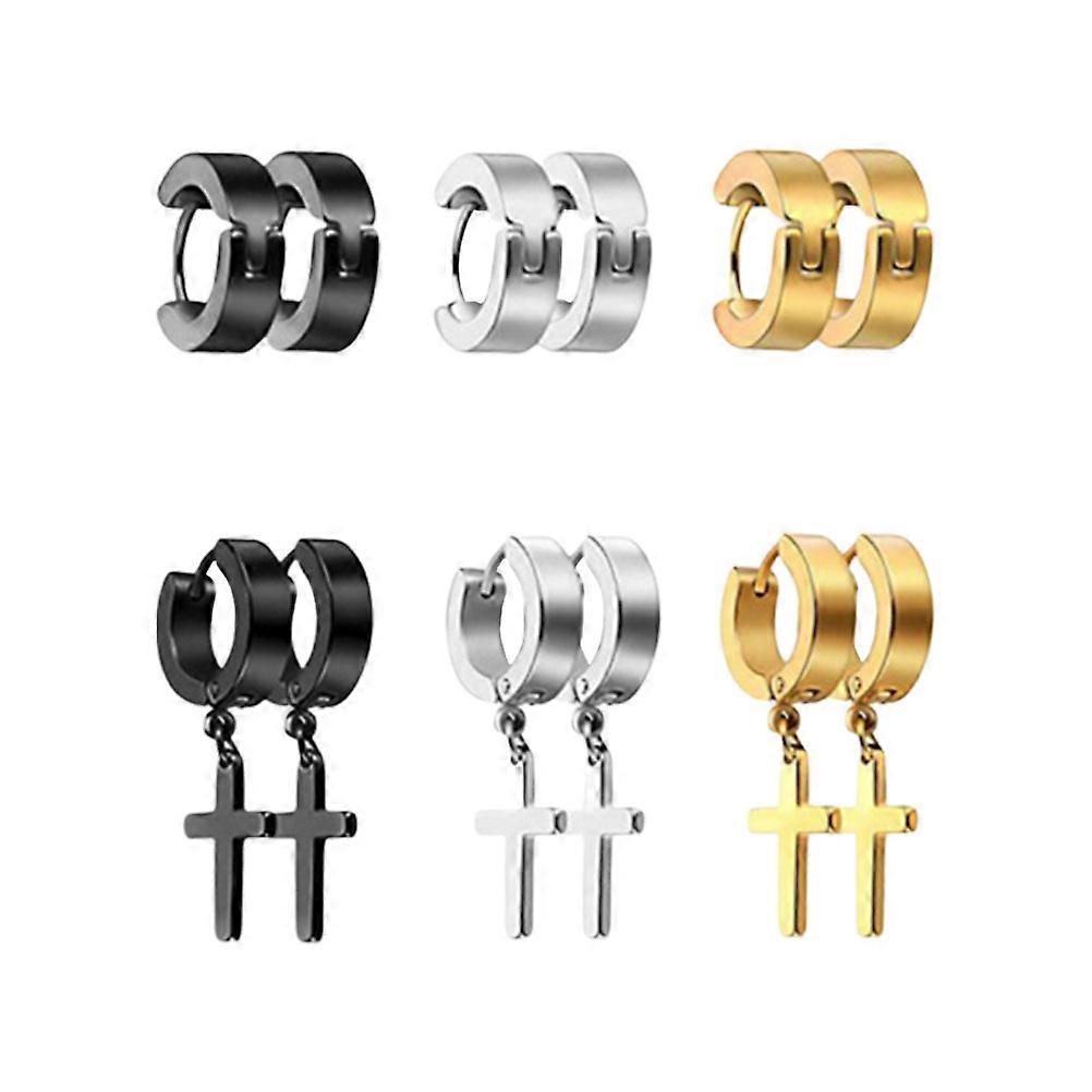 Stylish Crucifix Earrings For Men Fashion Accessory Designed For Everyday Use In Assorted Color 6 Pair