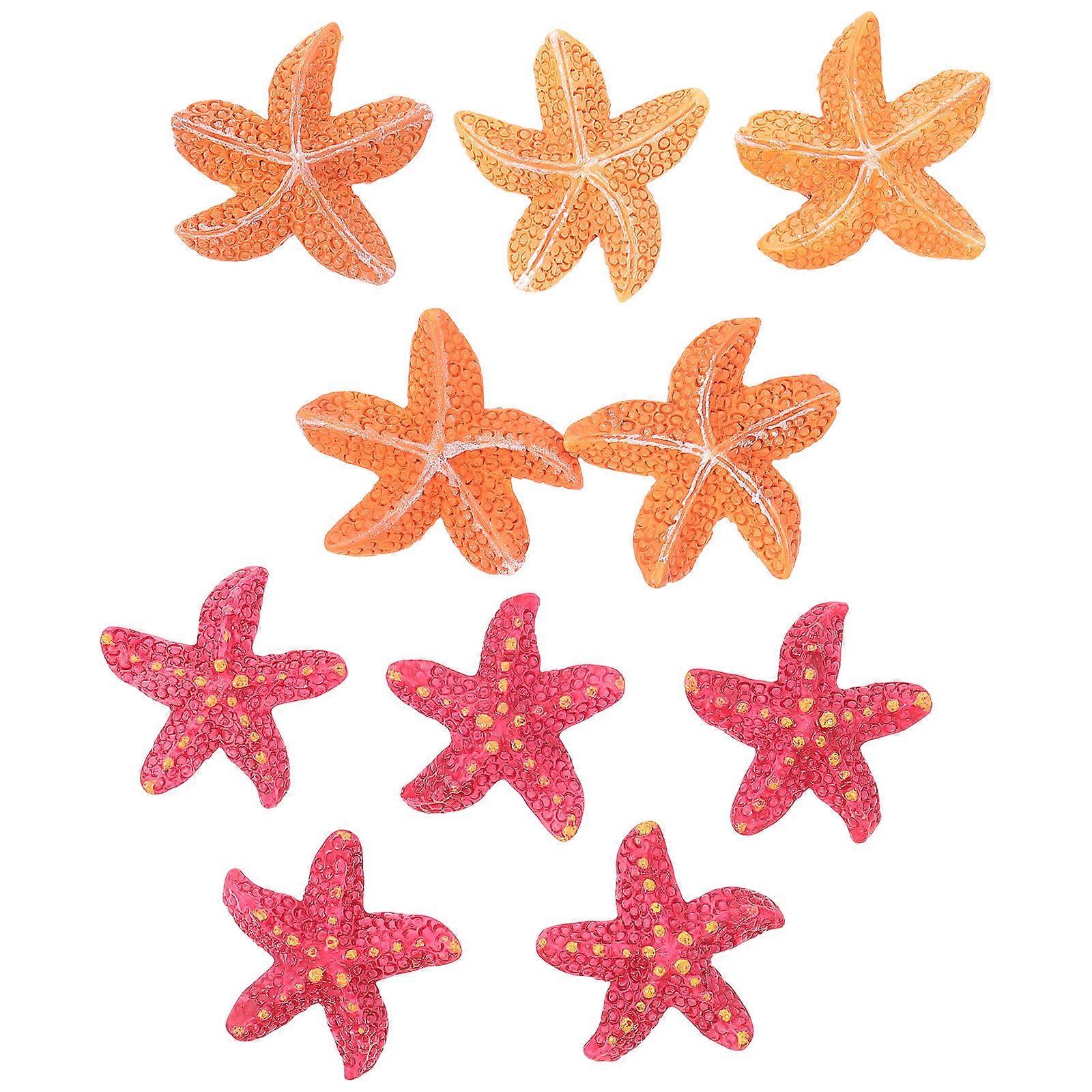 10pcs Lifelike Resin Sea Stars Aquarium Decor Vivid Creature Adornments for Fish Tanks Reptile Enclosures Home Decoration
