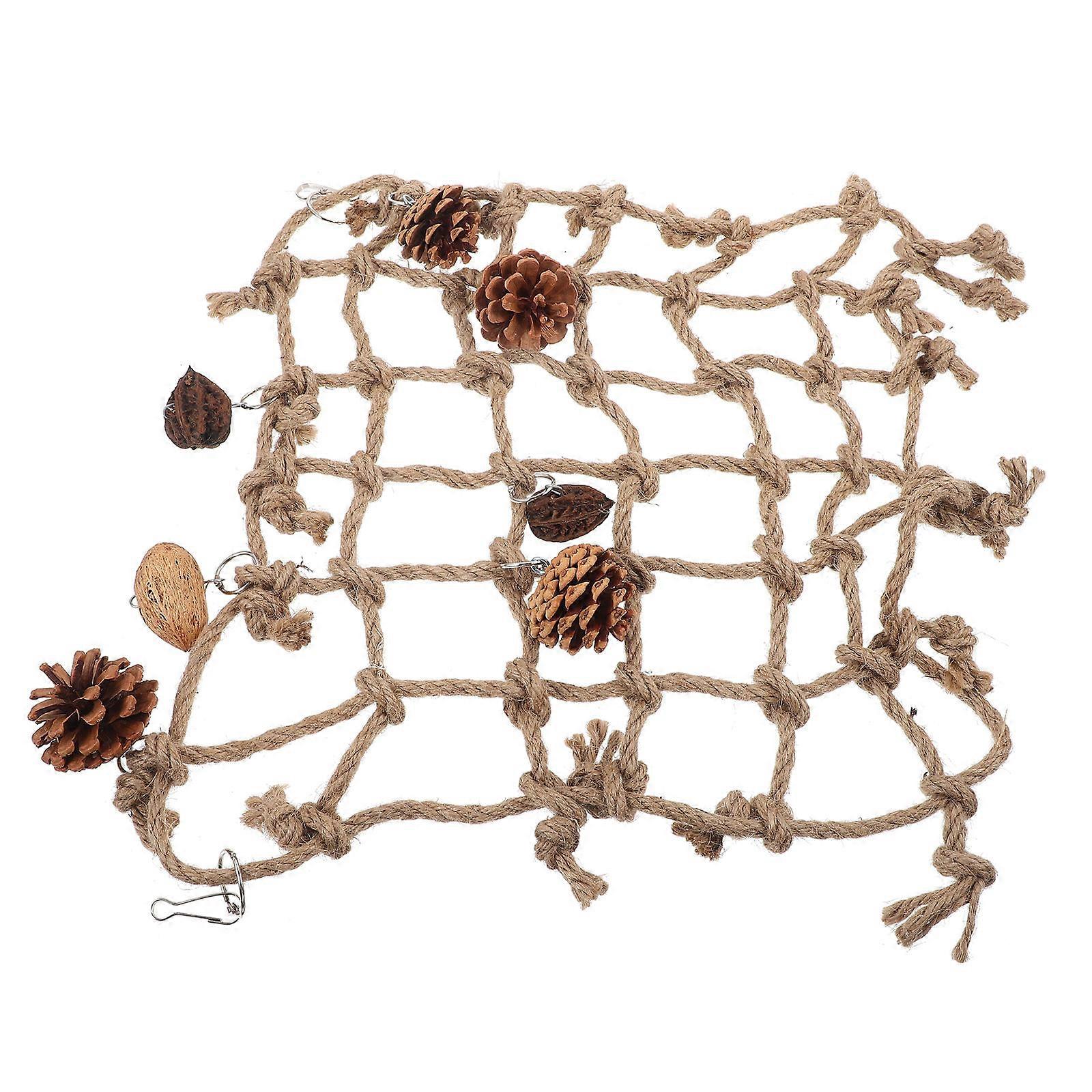 Parrot Biting Toys Cage Hanging Bed Bird Chewing Rope Light Brown For Small Animals 1Pcs