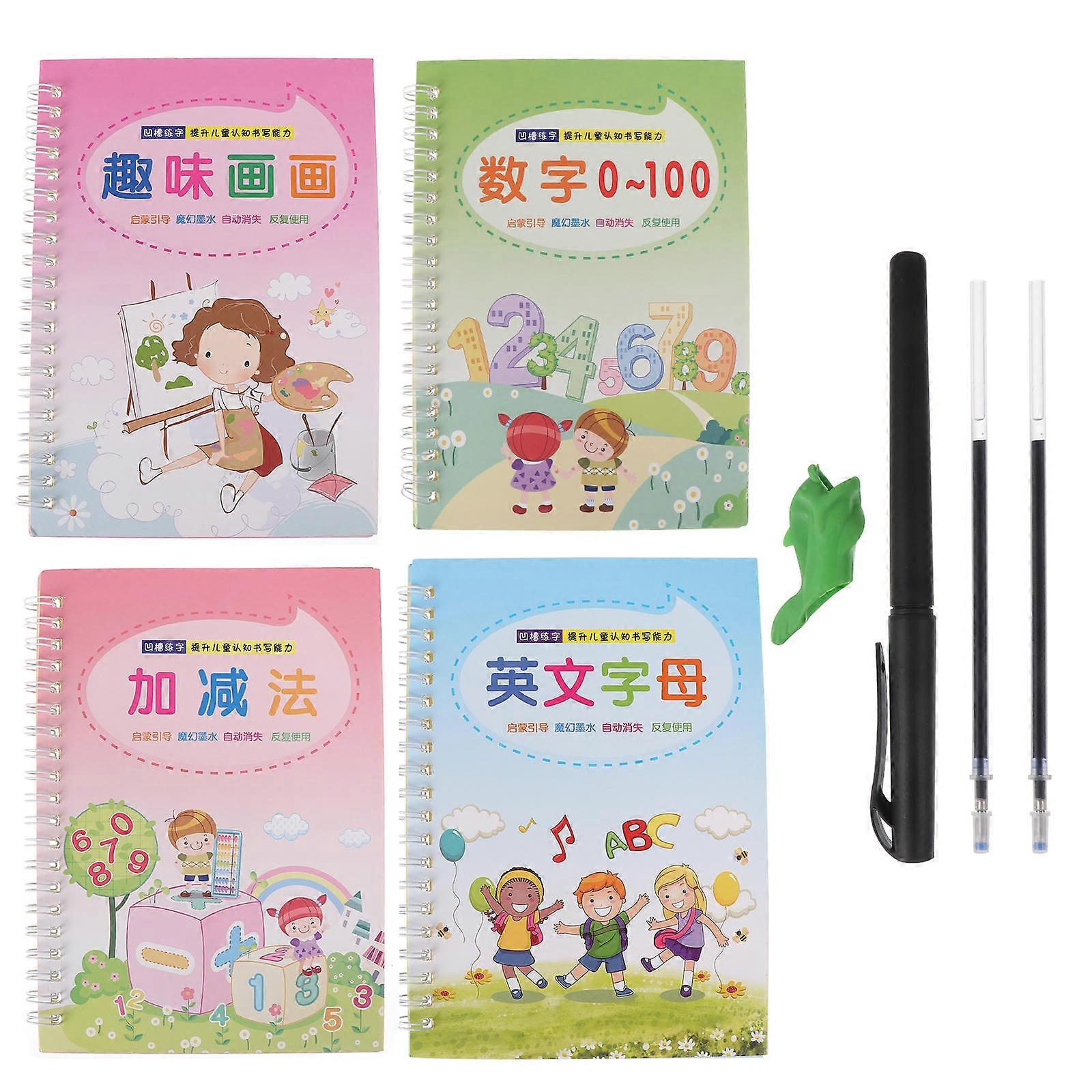 Grooved Handwriting Book Practice 4Pcs Rectangular Writing Tool Assorted Color Ideal For Kids And Students