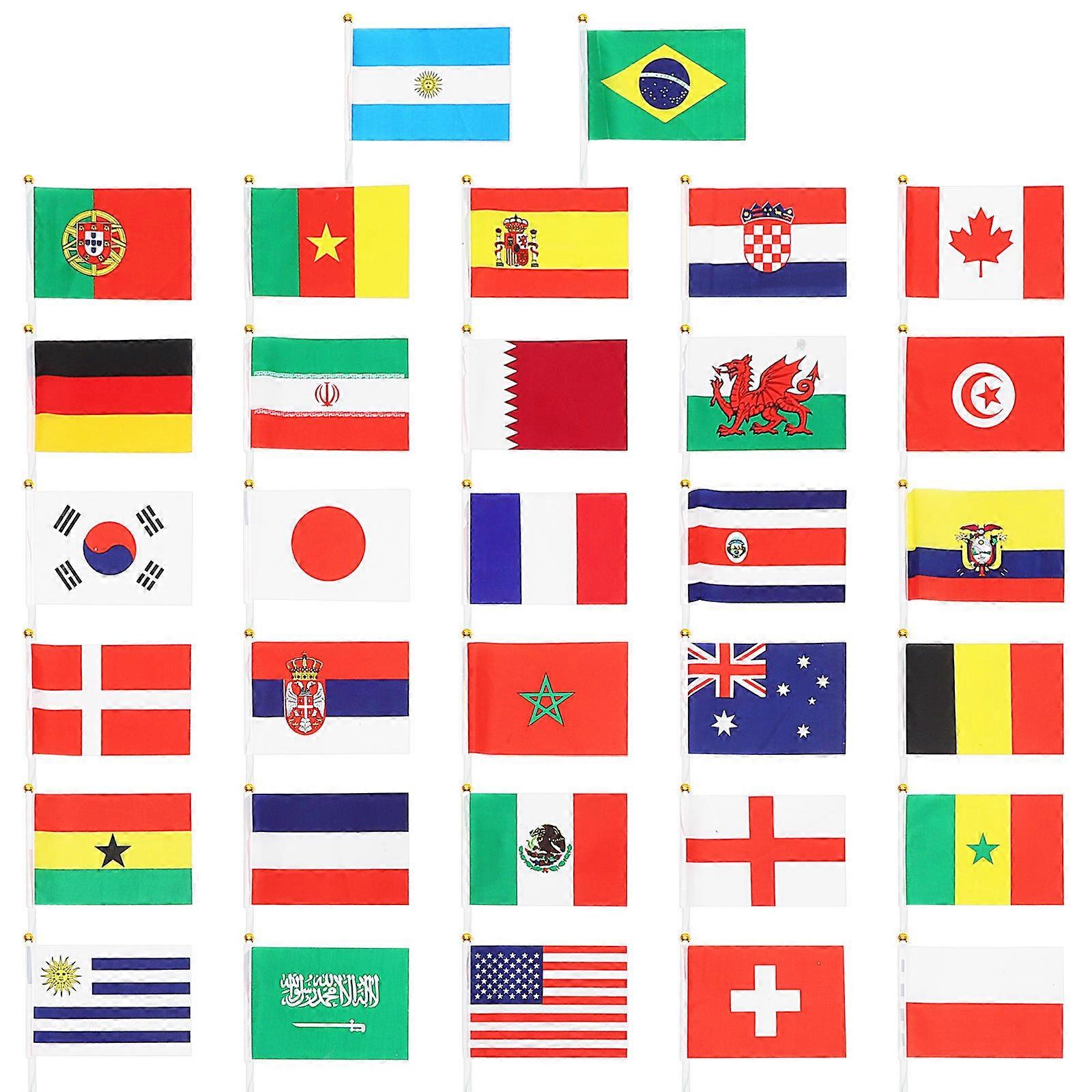 96Set Football Match String Flags Hand Held Flag For Football Fans Assorted Color Rectangular Decorative
