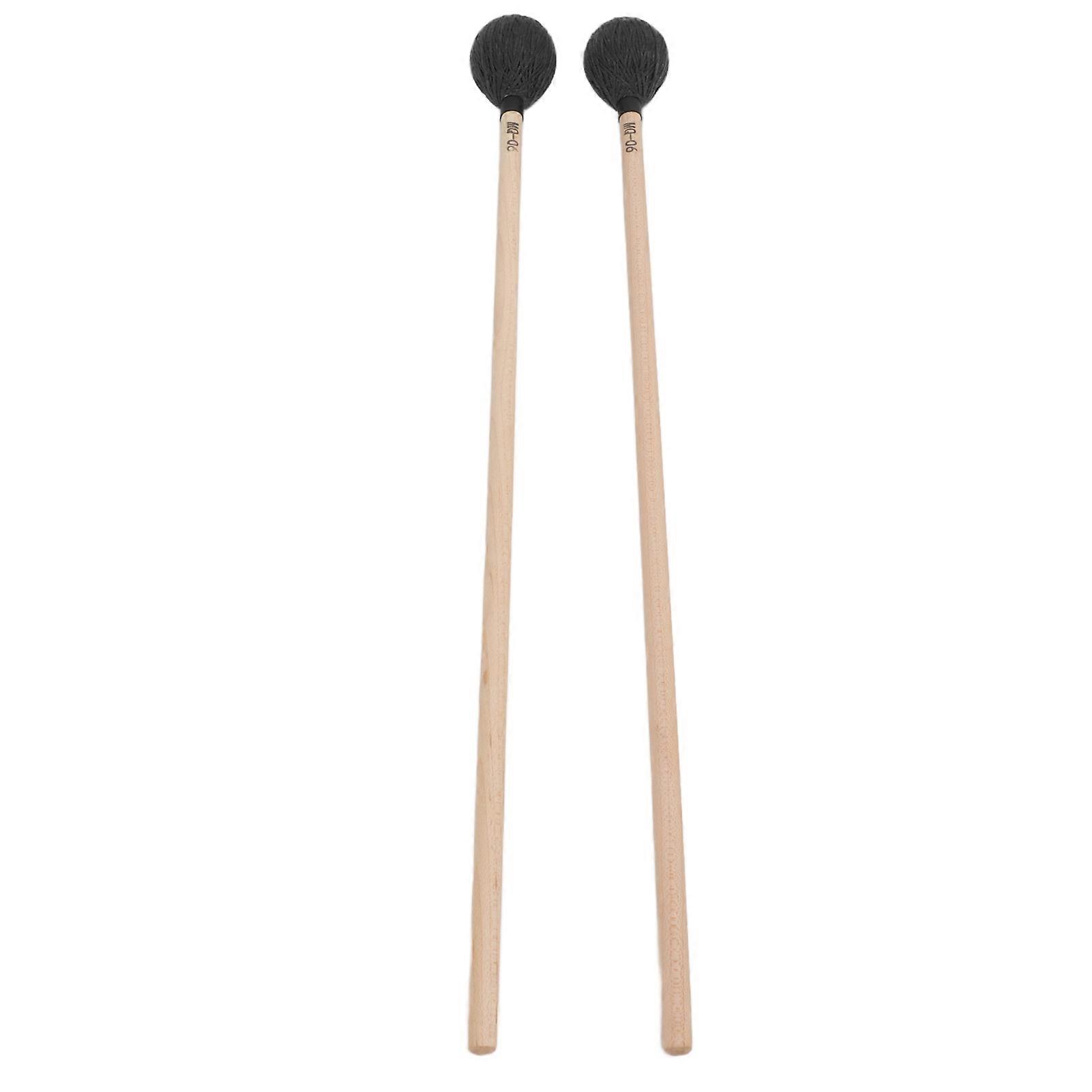 1 Pair Marimba Mallets Medium Hard Yarn Head with Maple Handle for Percussion Playing MQ‑06Black