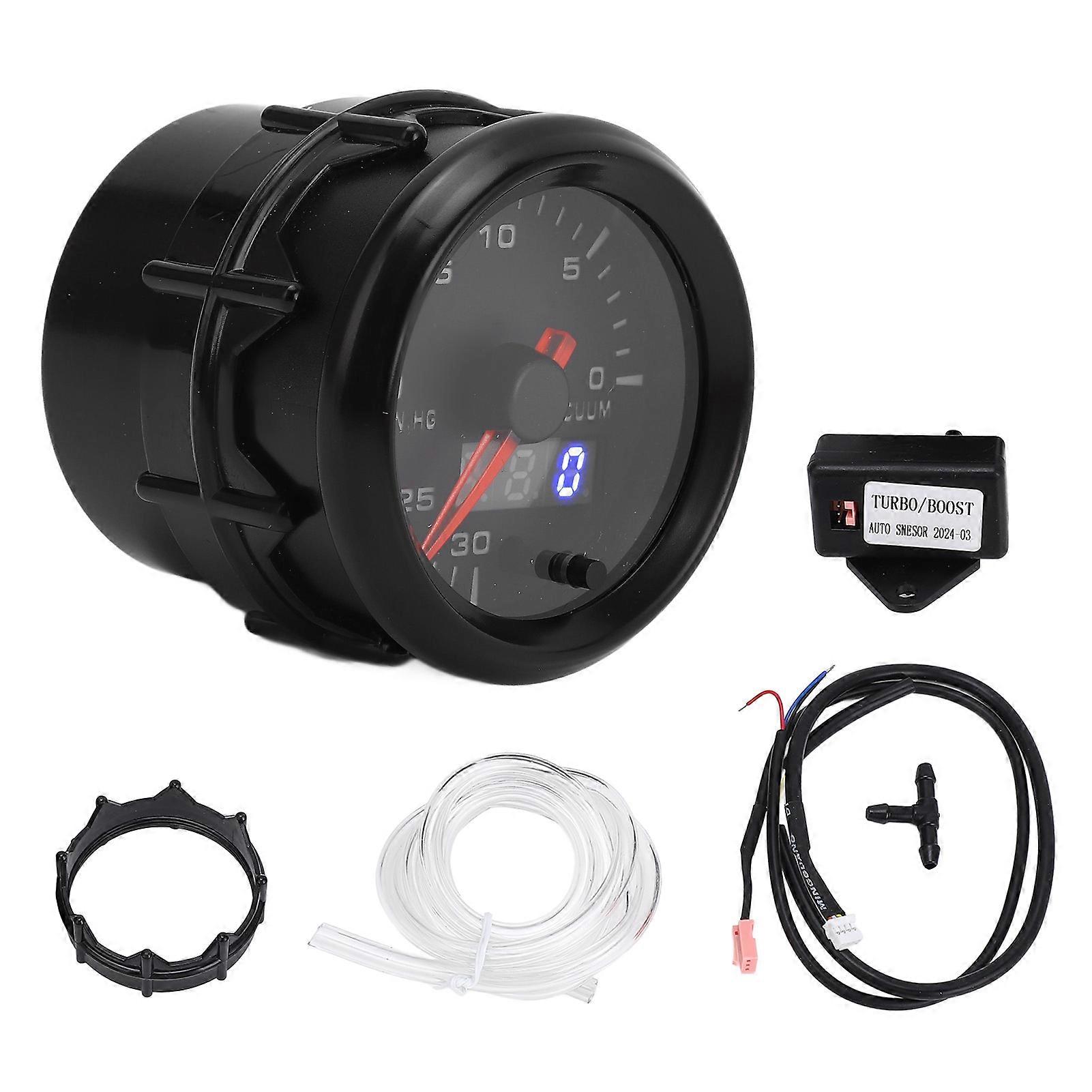 Digital Vacuum Gauge 52mm DC 12V for Car Truck 0-30 IN.HG with Pointer Display